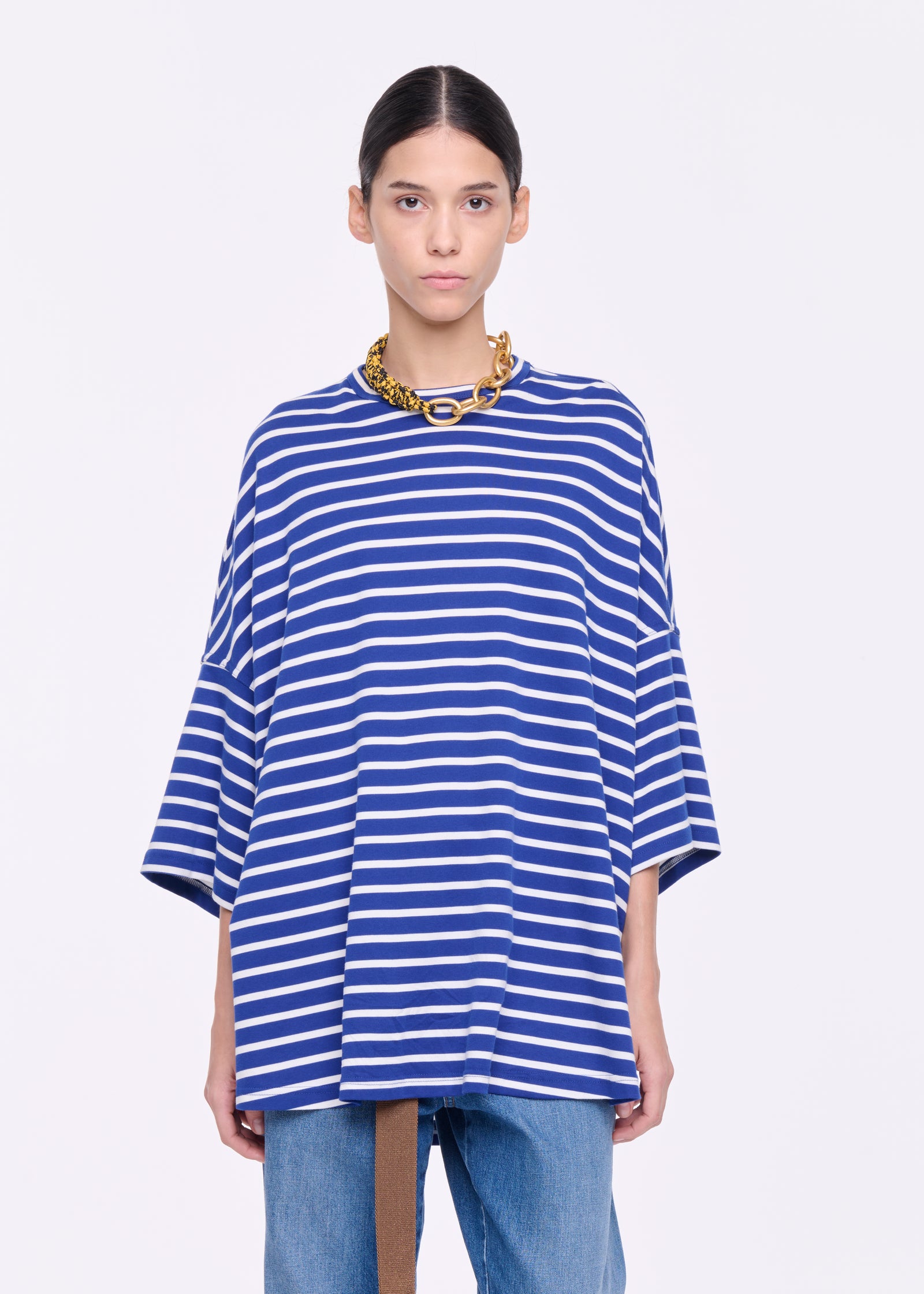 WIDE SLEEVED STRIPED T-SHIRT