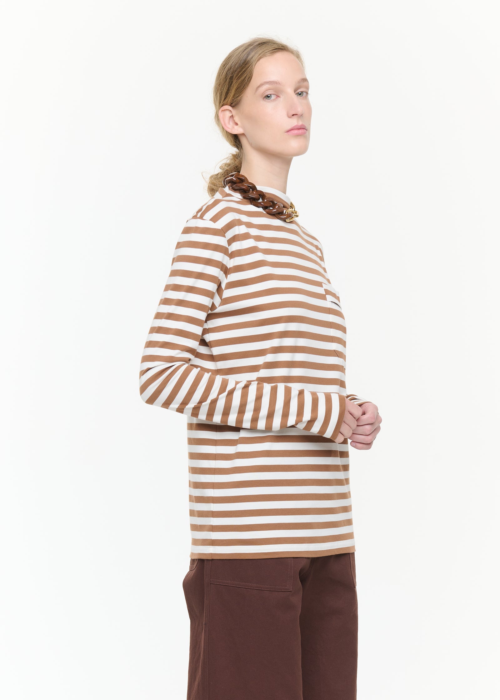 TURTLENECK STRIPED LONG SLEEVED T-SHIRT