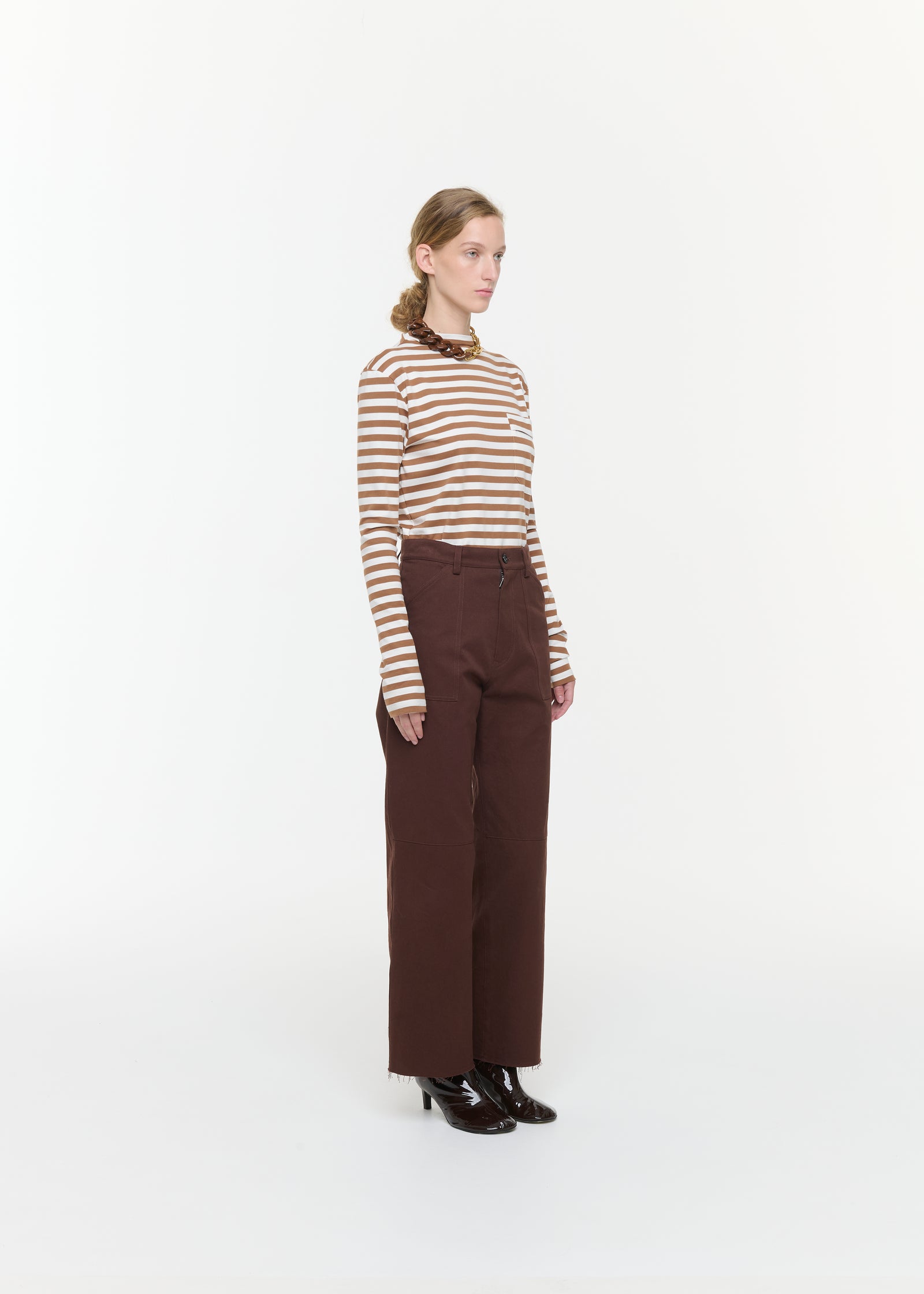 BROWN GARMENT- DYED TROUSERS