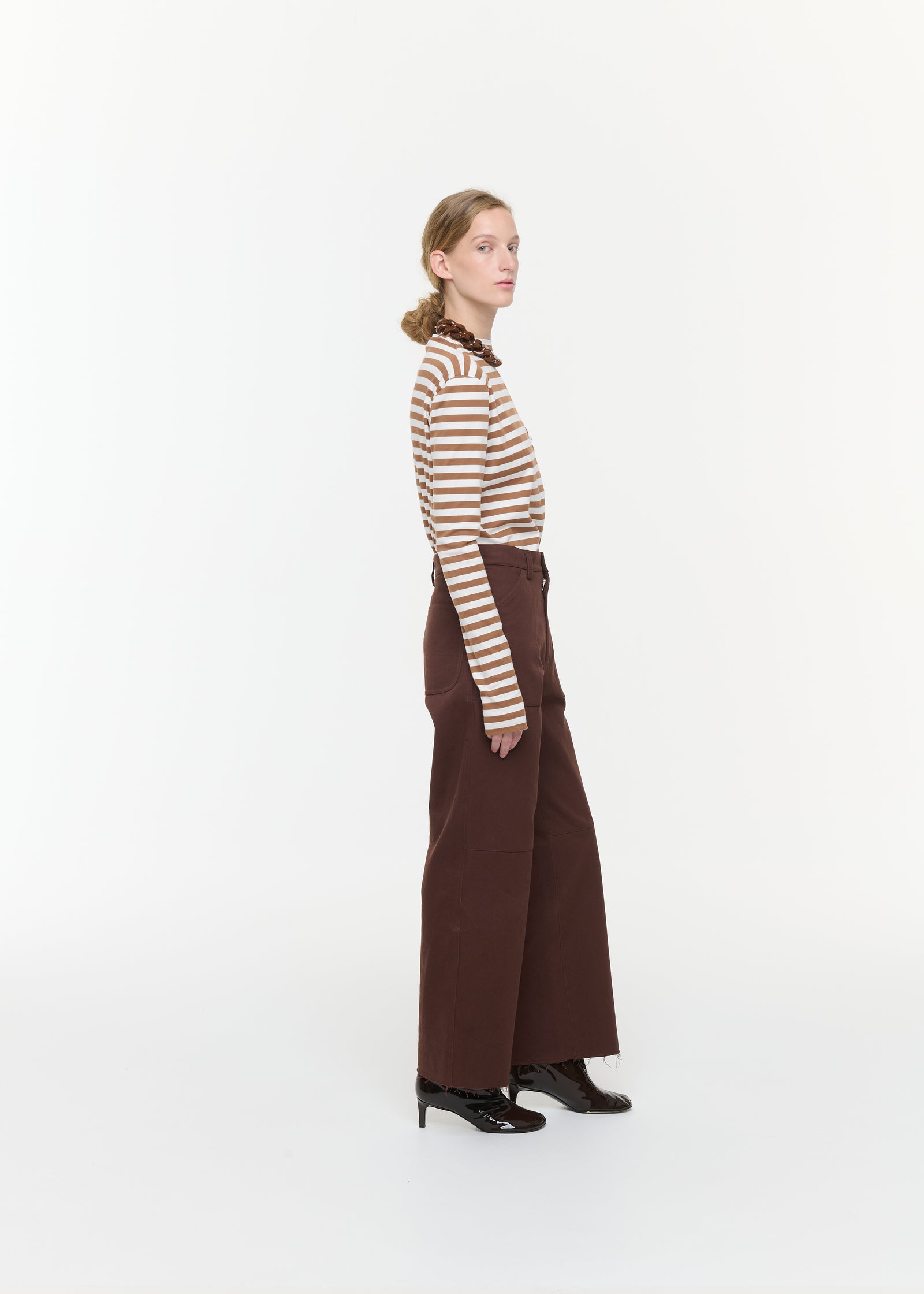 BROWN GARMENT- DYED TROUSERS