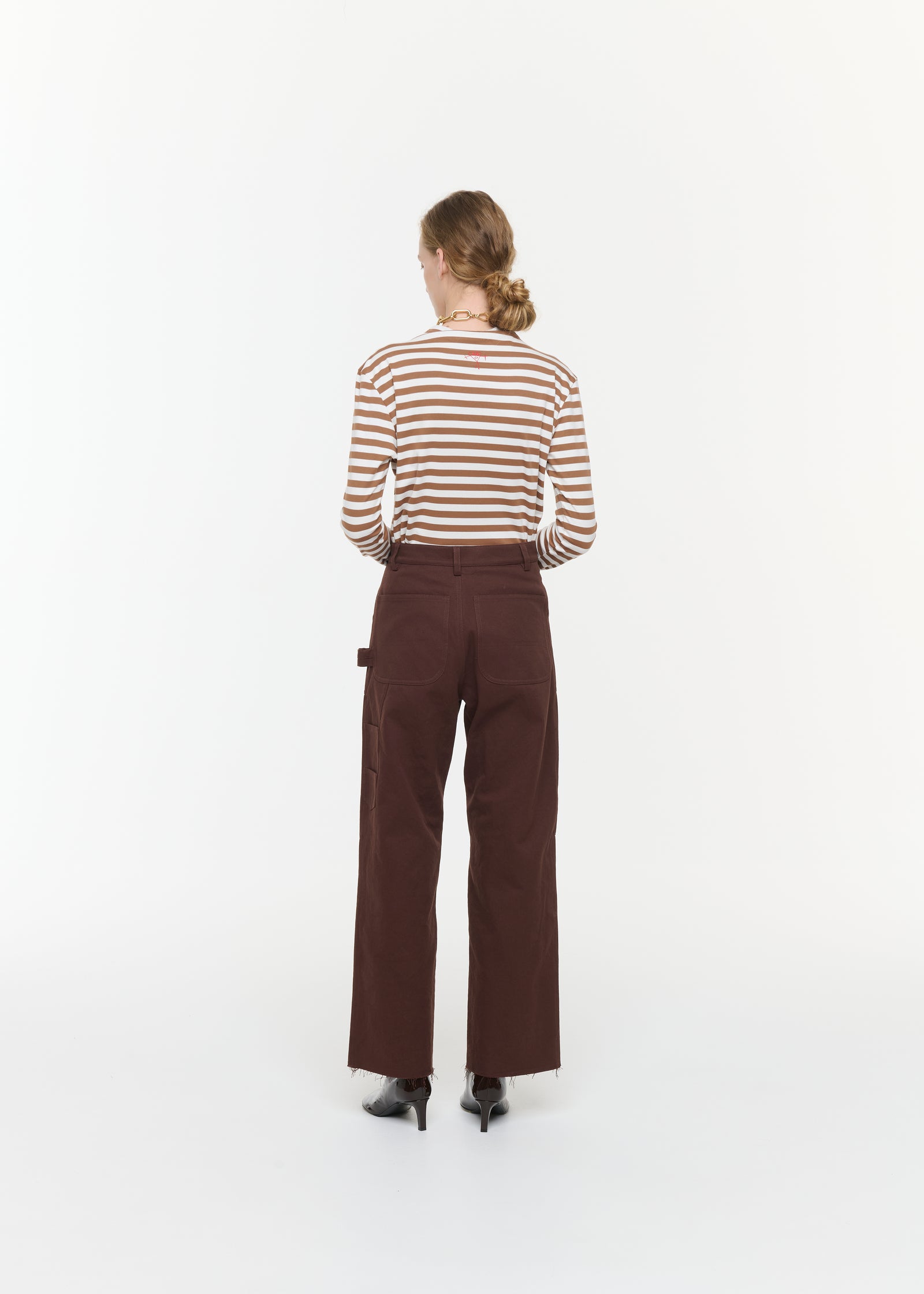 BROWN GARMENT- DYED TROUSERS