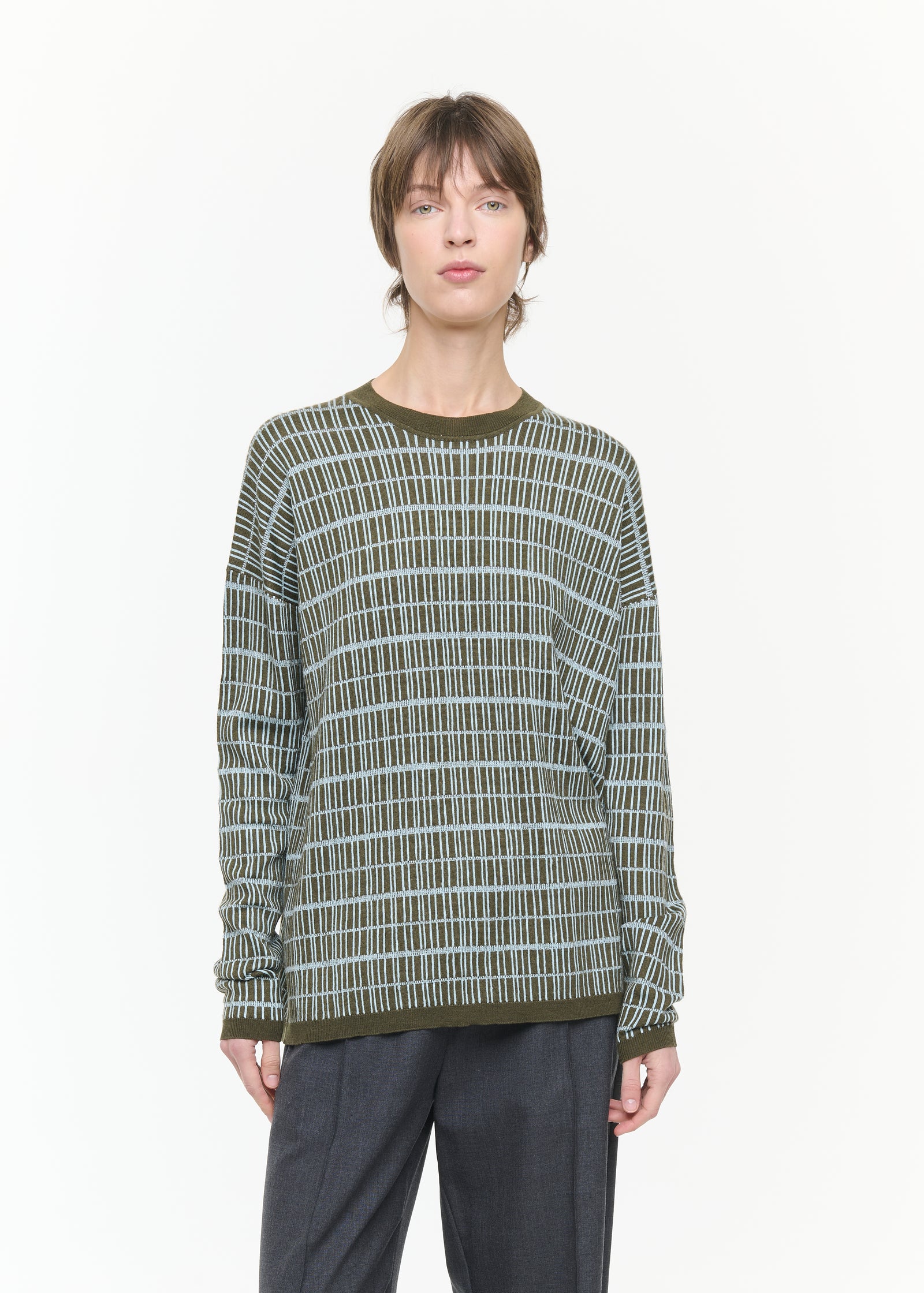 MAGLIONE GIROCOLLO JACQUARD GRAFICO