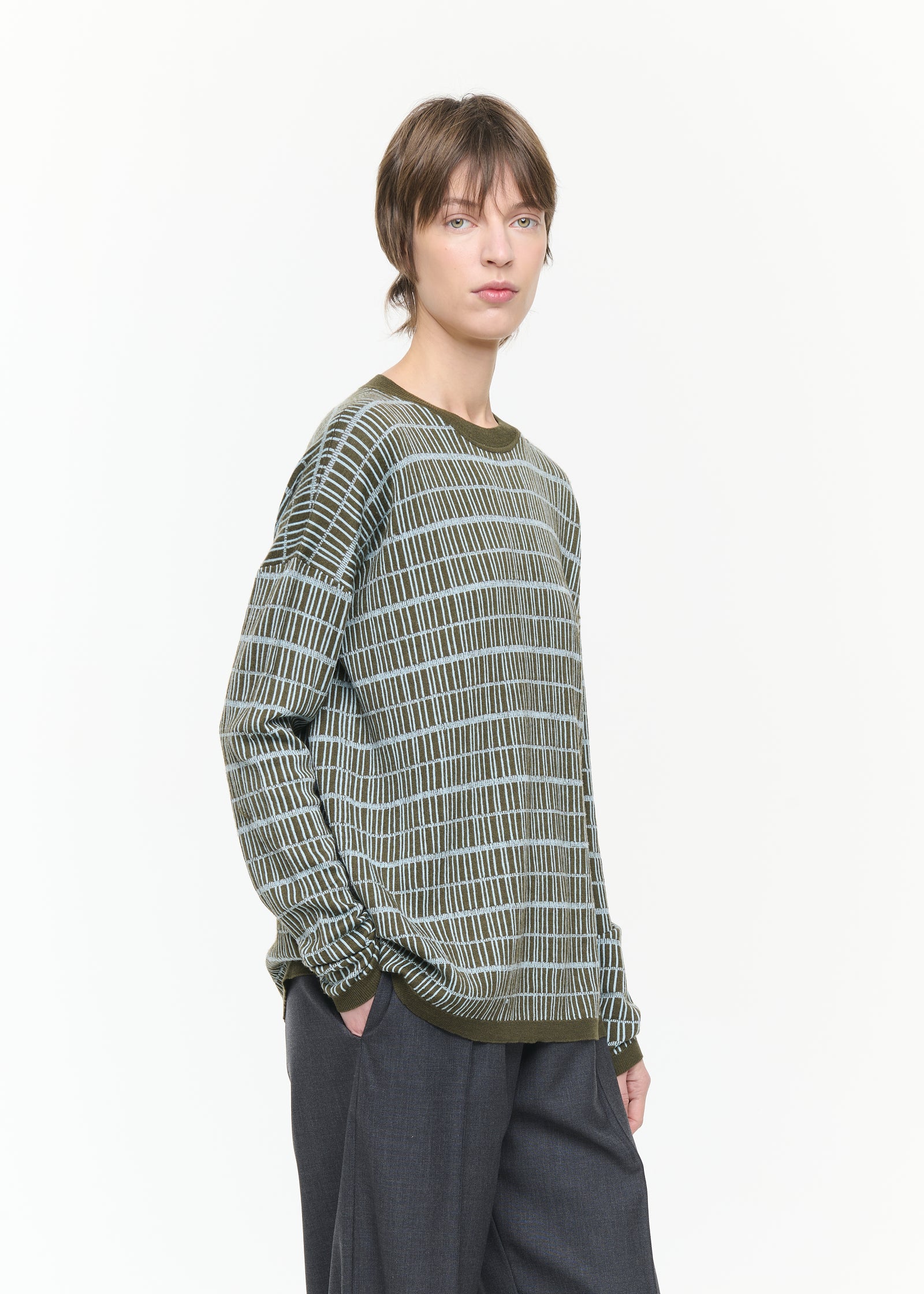 MAGLIONE GIROCOLLO JACQUARD GRAFICO