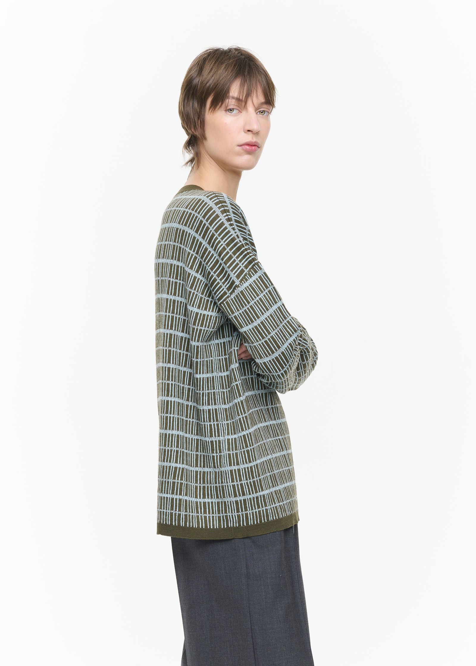 MAGLIONE GIROCOLLO JACQUARD GRAFICO