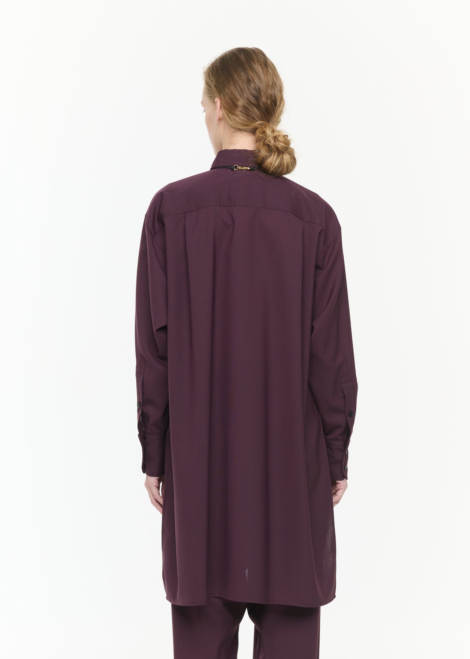 CAMICIA DI LANA BORDEAUX CON CODA