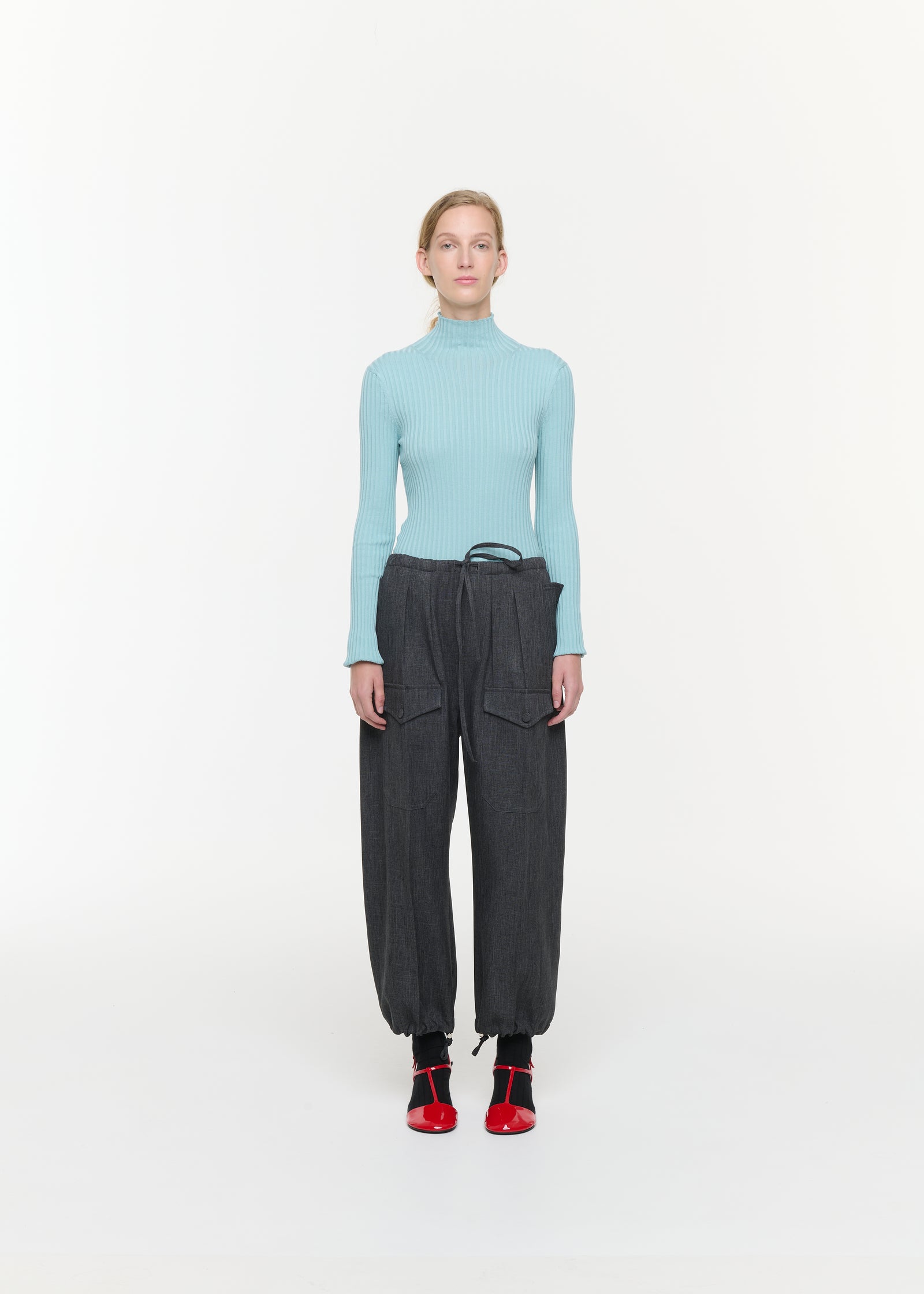 GREY MELANGE GRISAILLE UTILITY TROUSERS
