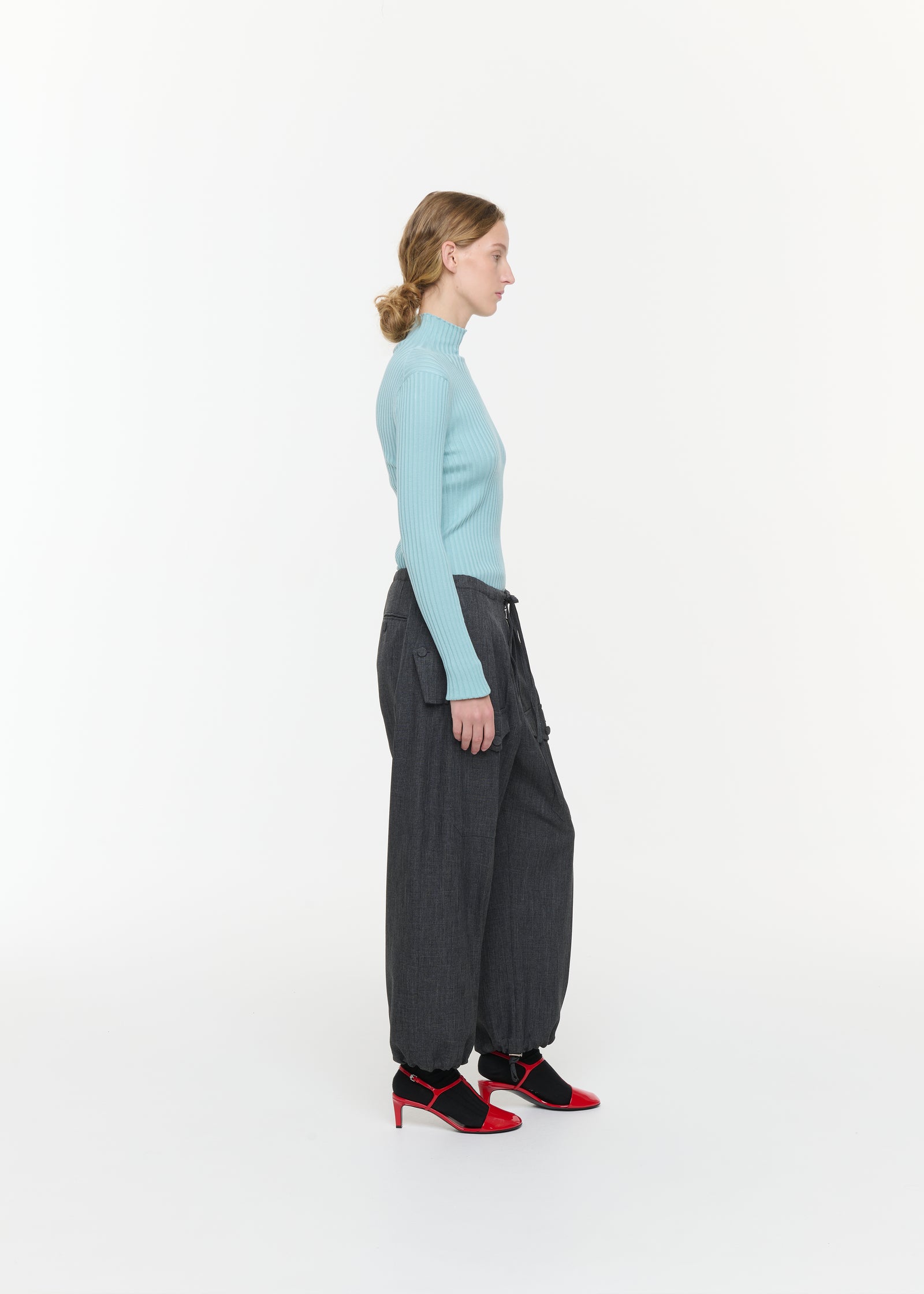 GREY MELANGE GRISAILLE UTILITY TROUSERS