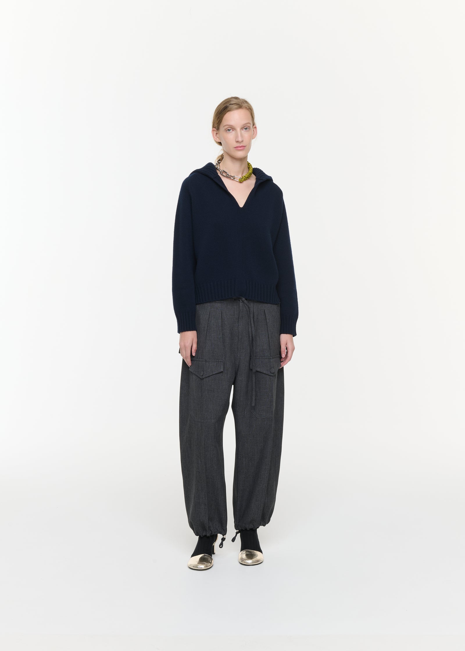 MAGLIONE A V DA MARINAIO IN LANA CASHMERE