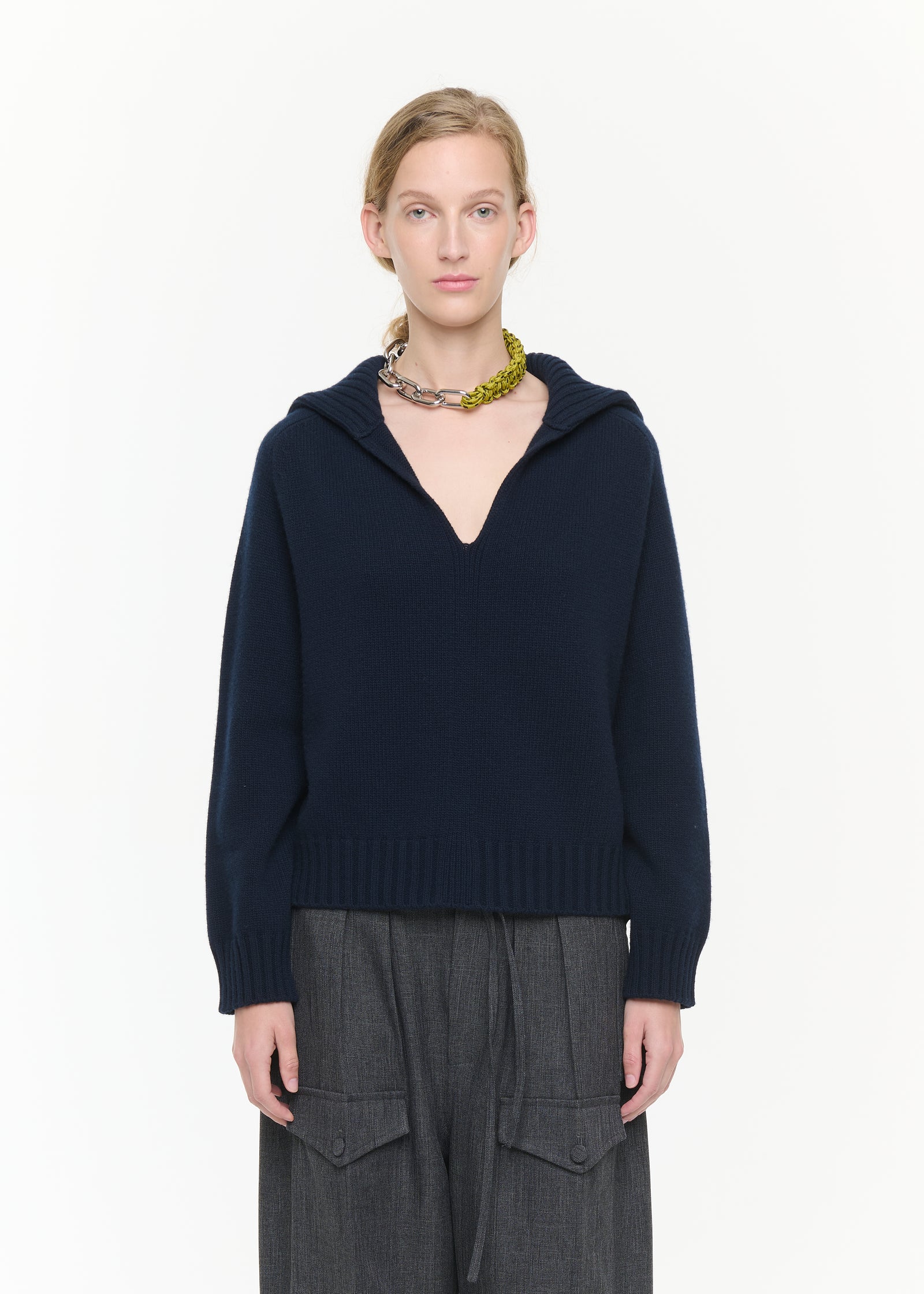 MAGLIONE A V DA MARINAIO IN LANA CASHMERE