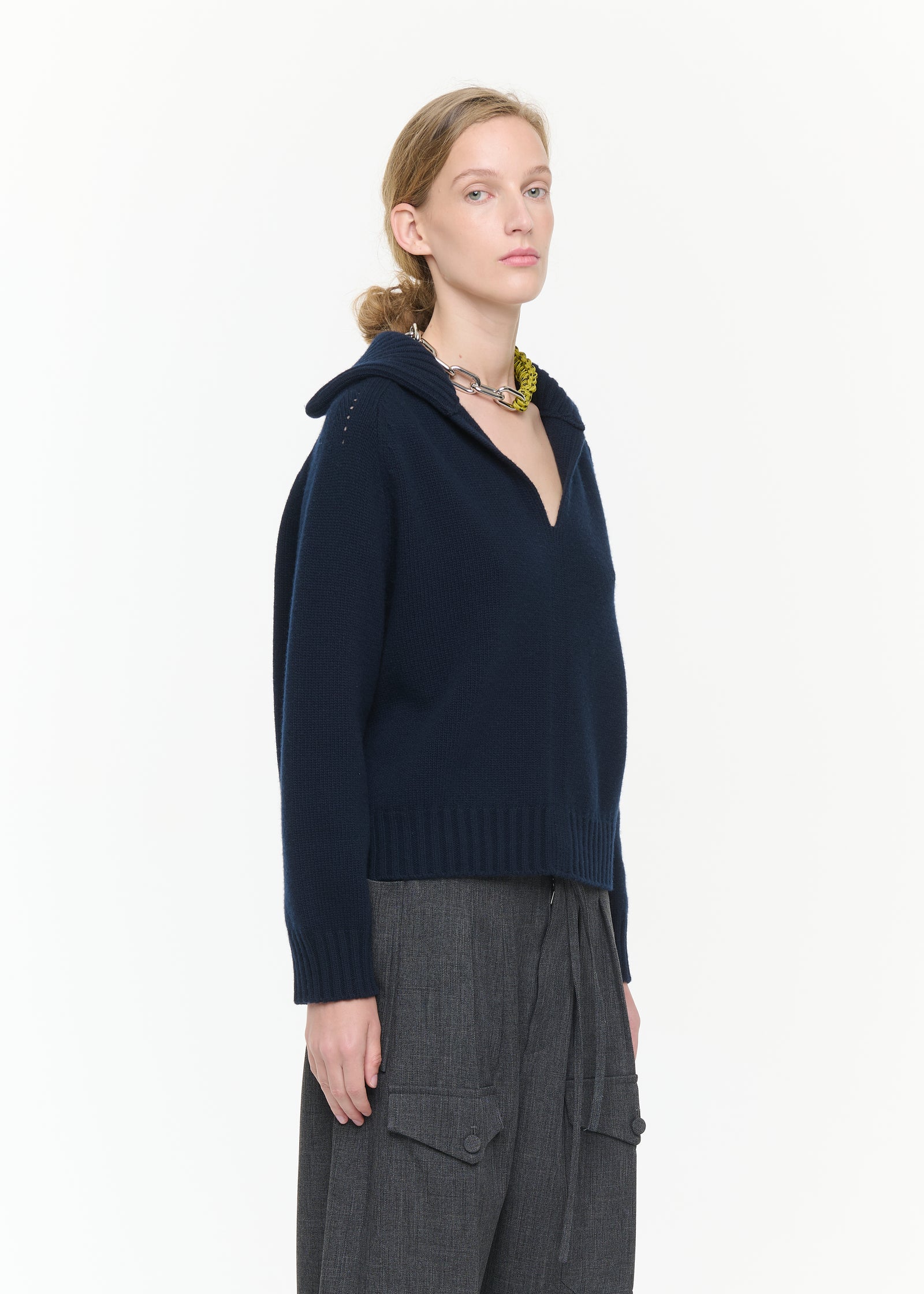 MAGLIONE A V DA MARINAIO IN LANA CASHMERE