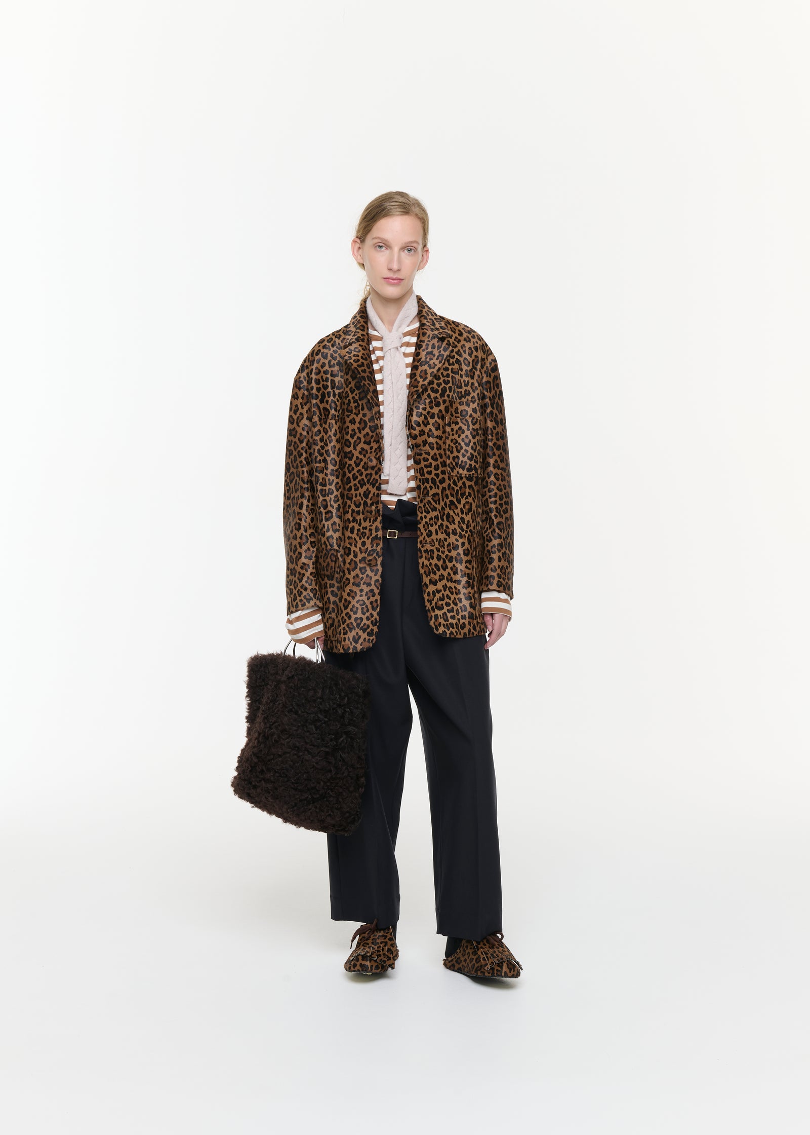 BLAZER IN CAVALLINO CON STAMPA LEOPARDATA