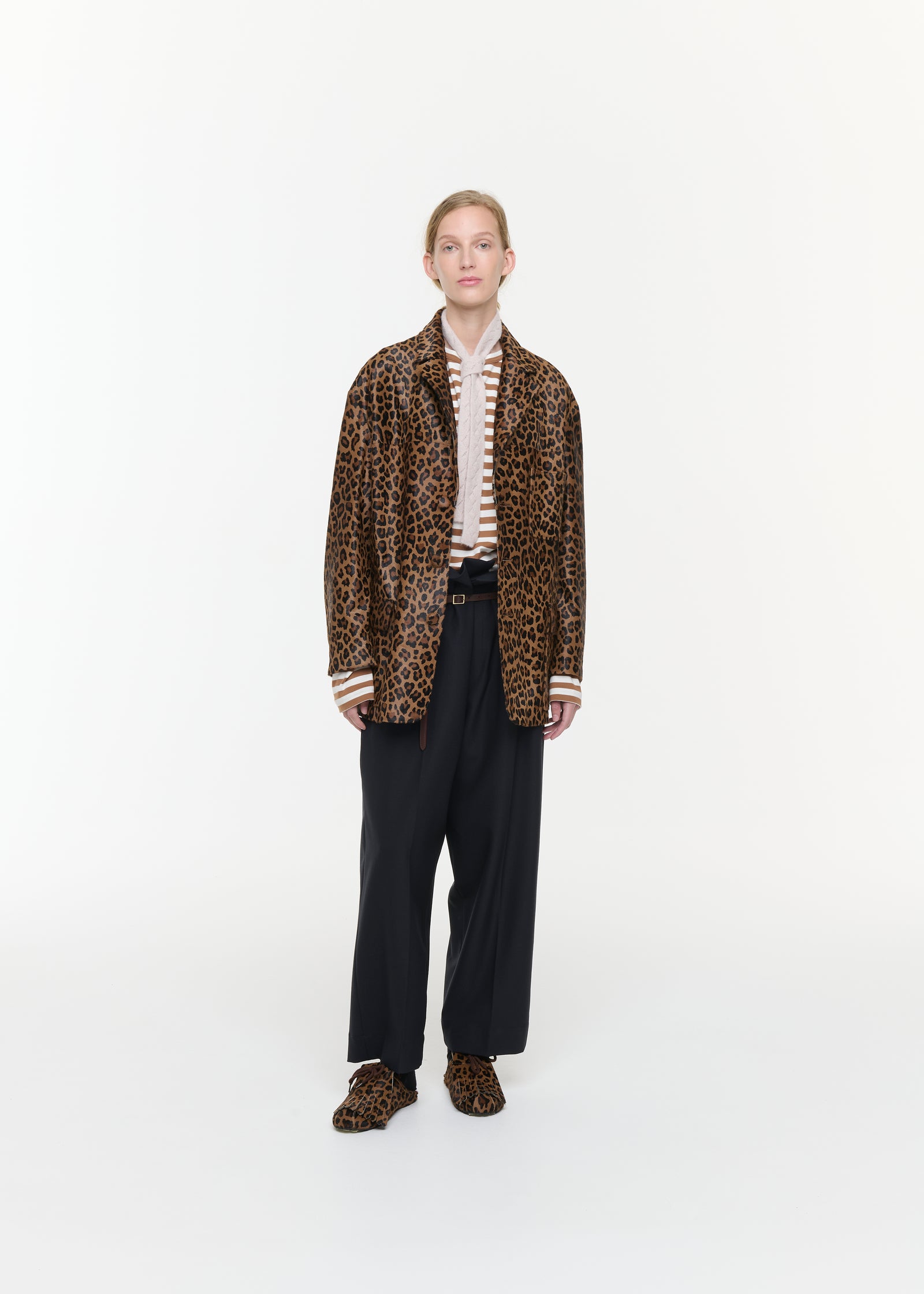 BLAZER IN CAVALLINO CON STAMPA LEOPARDATA