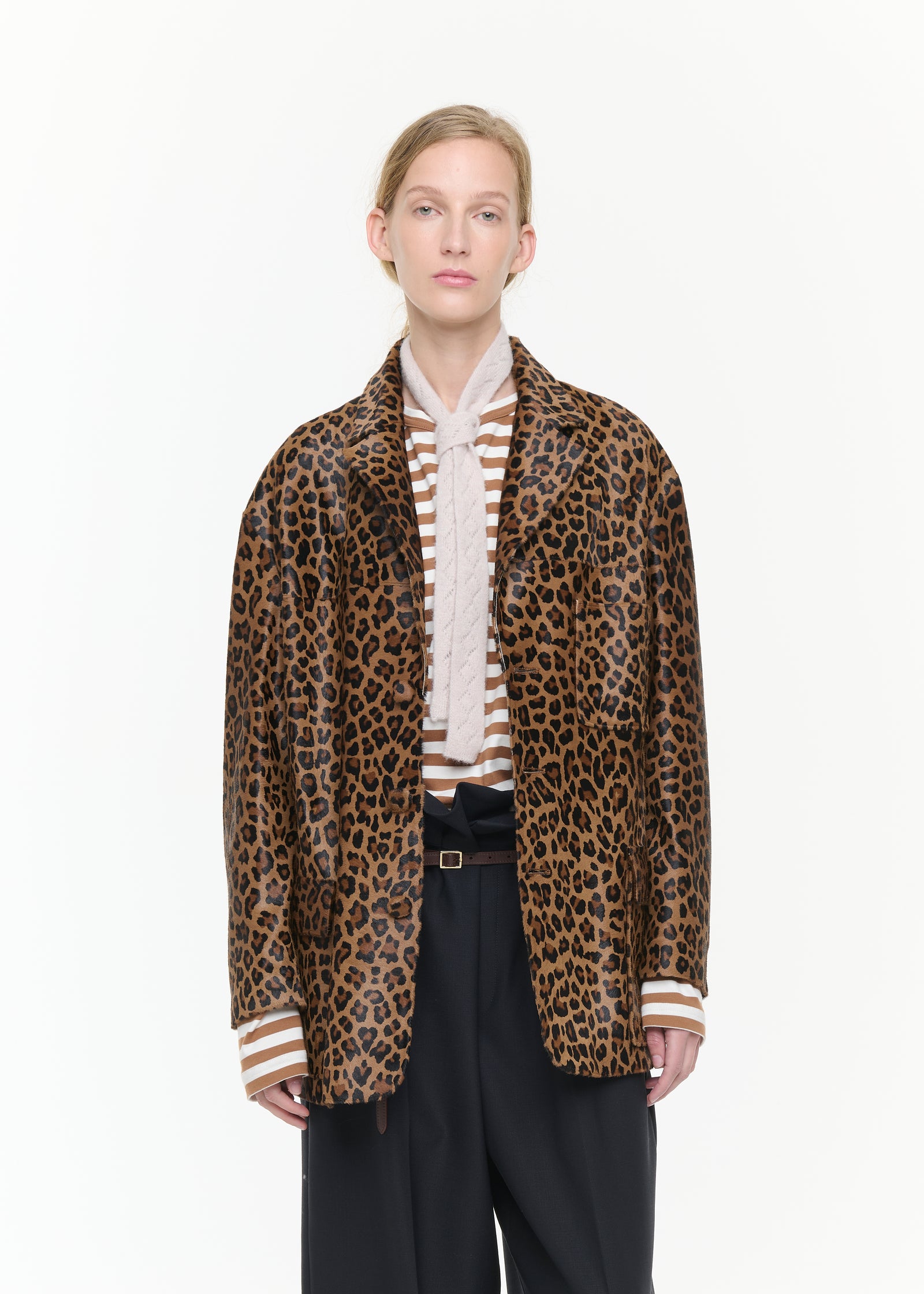 BLAZER IN CAVALLINO CON STAMPA LEOPARDATA