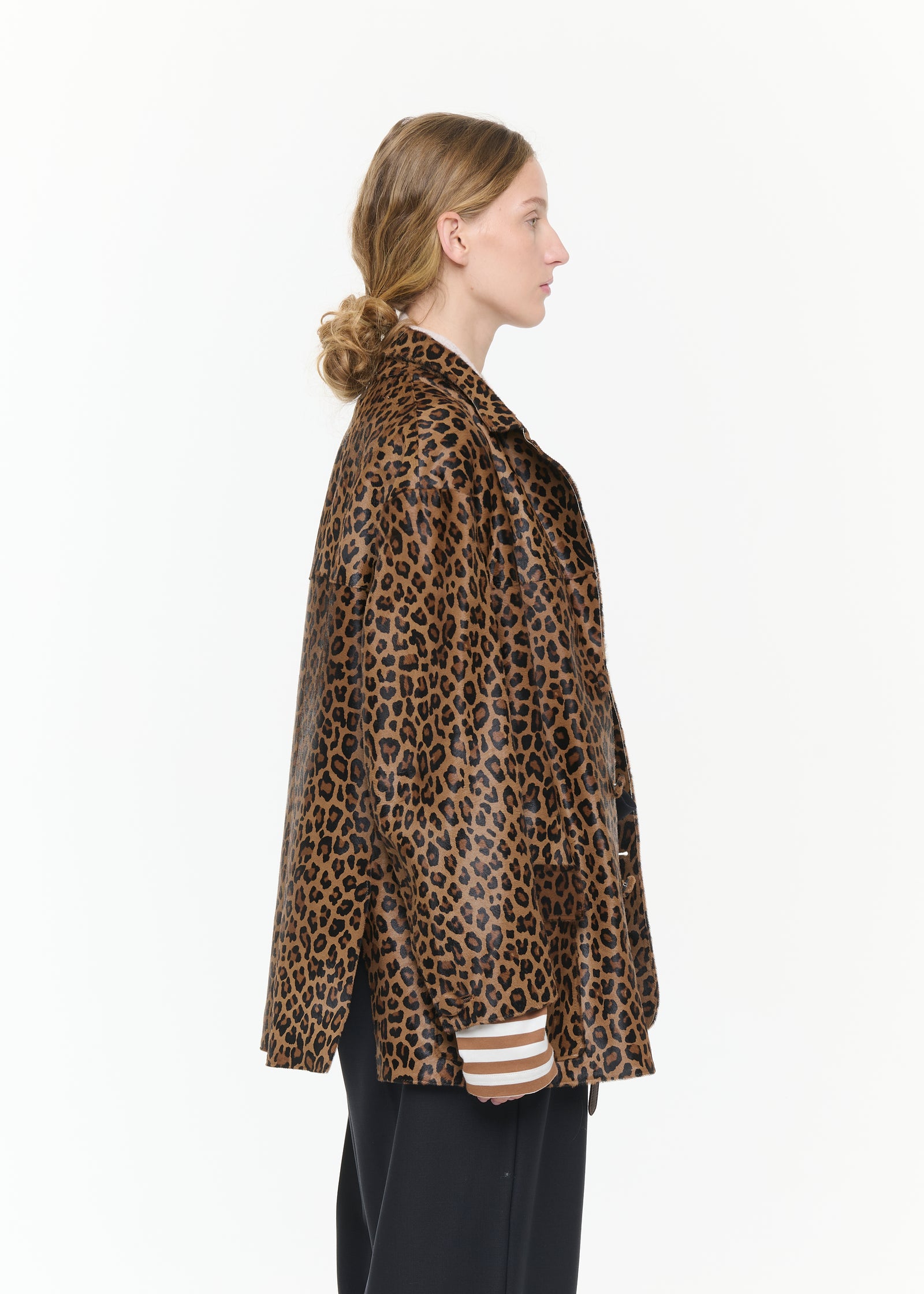 BLAZER IN CAVALLINO CON STAMPA LEOPARDATA