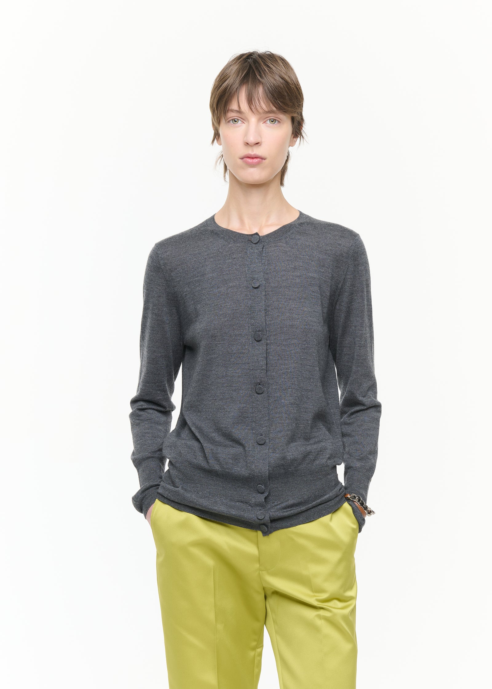 GRANITE SILK WOOL CARDIGAN