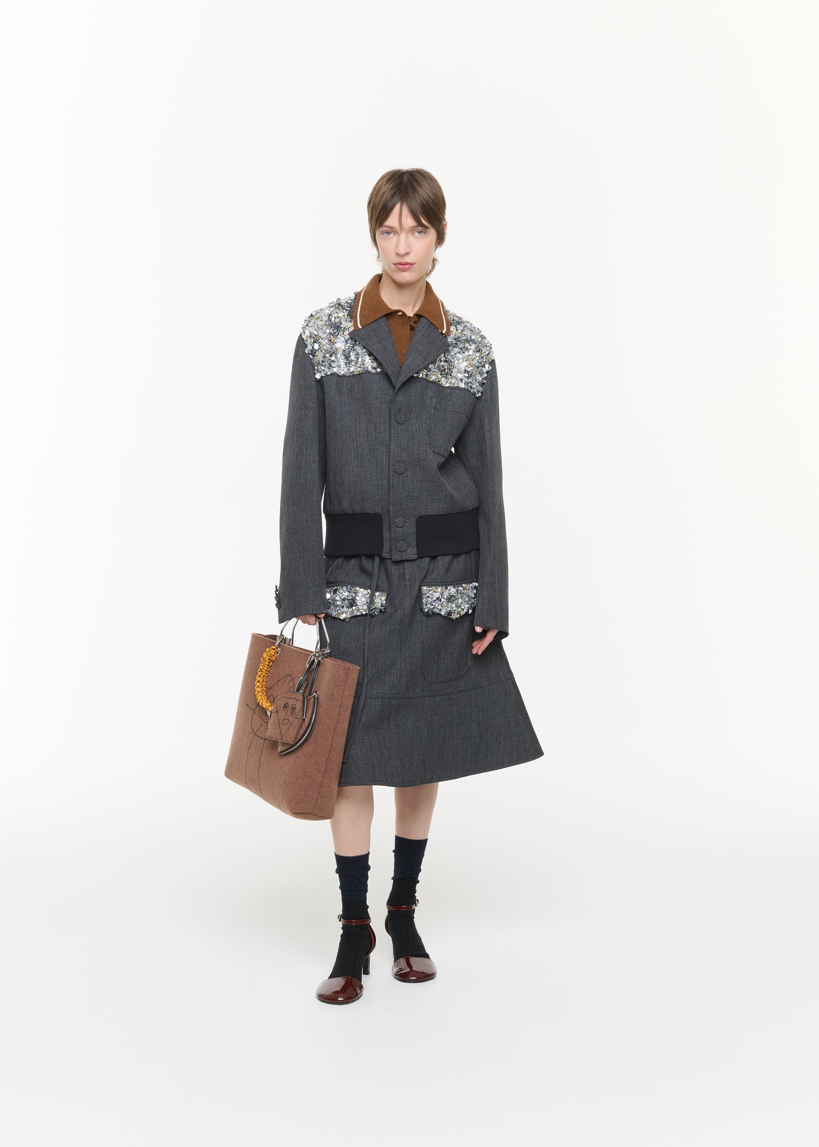 GRISAILLE JACKET WITH EMBROIDERY