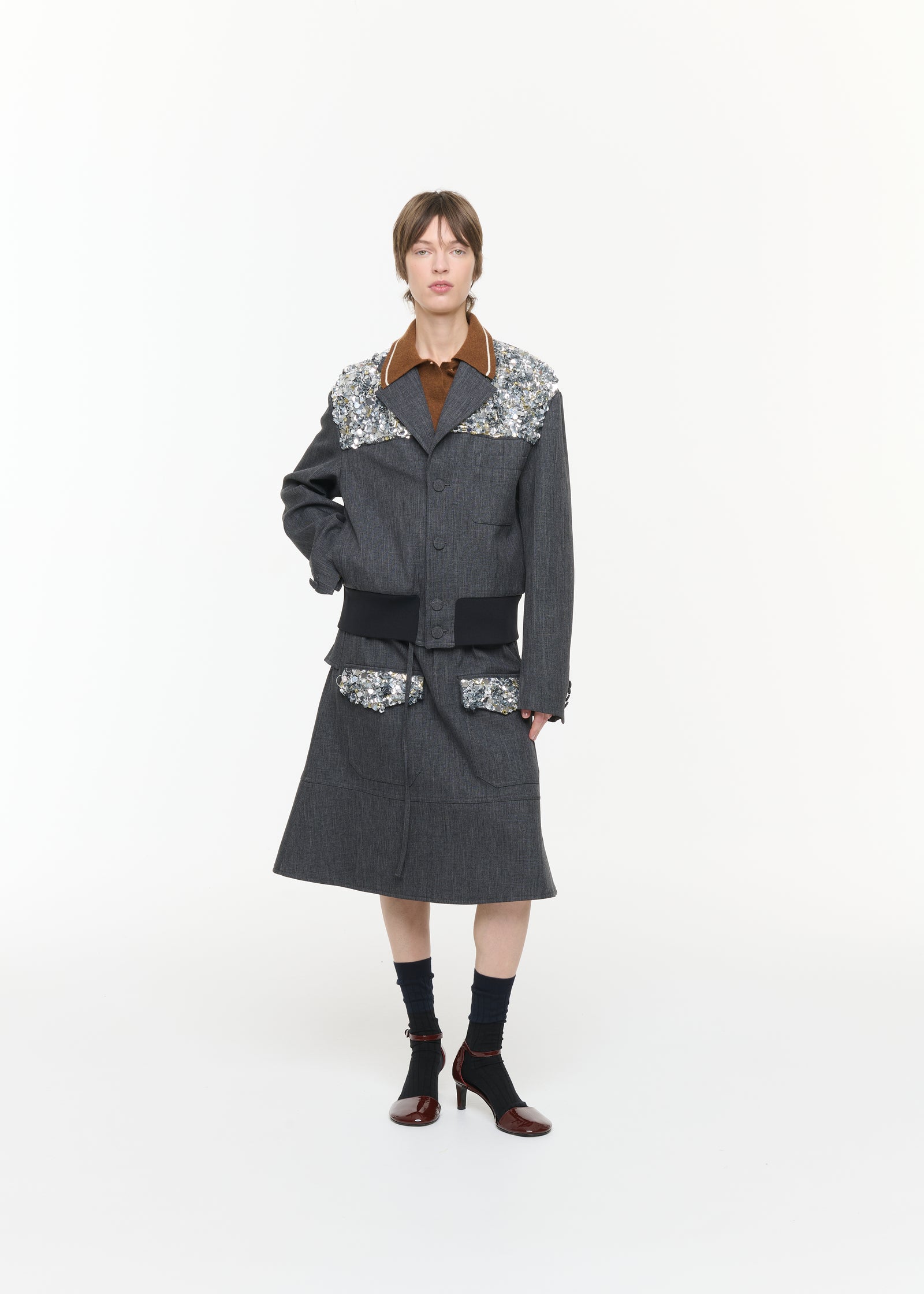 GRISAILLE JACKET WITH EMBROIDERY