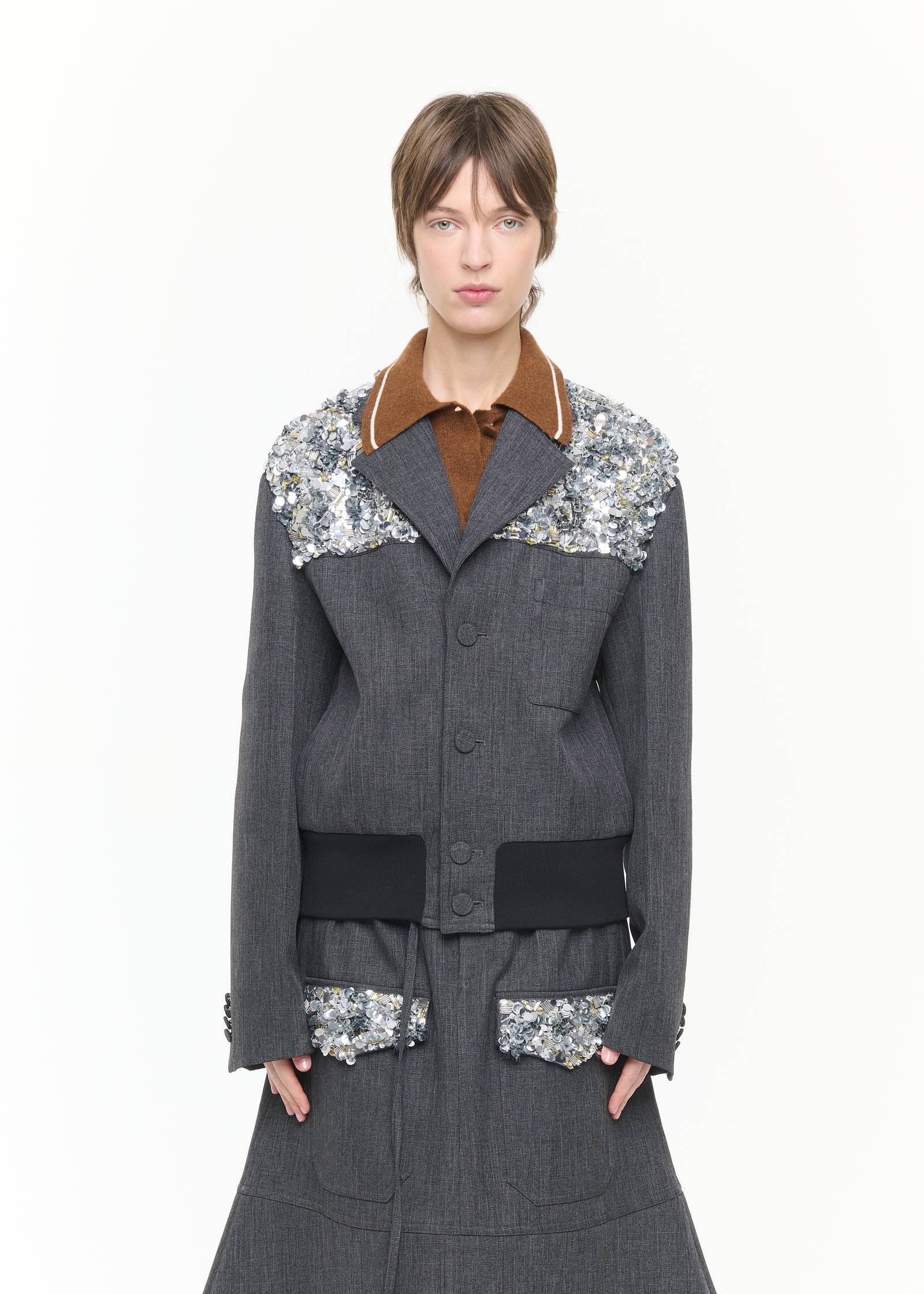 GRISAILLE JACKET WITH EMBROIDERY