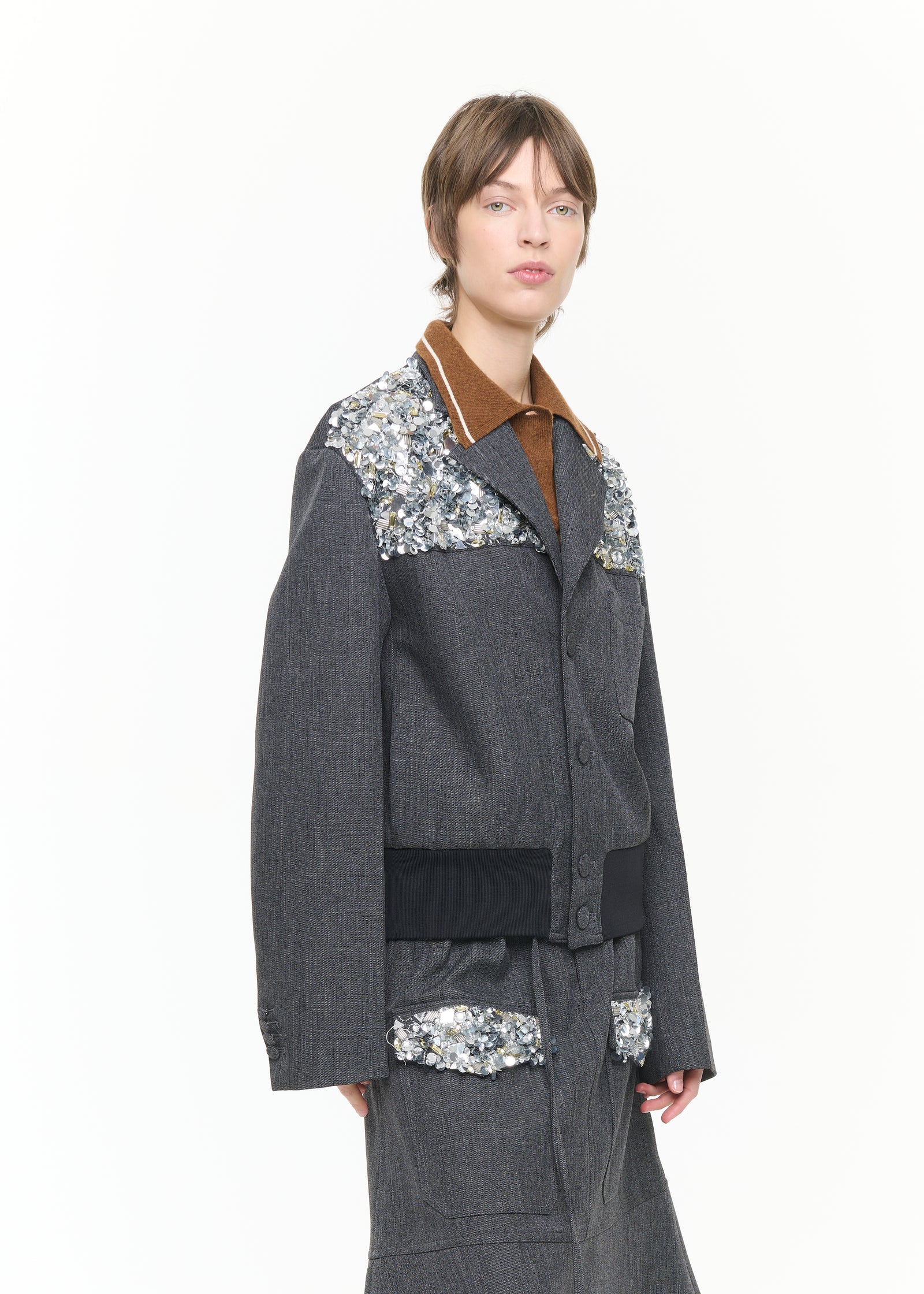 GRISAILLE JACKET WITH EMBROIDERY