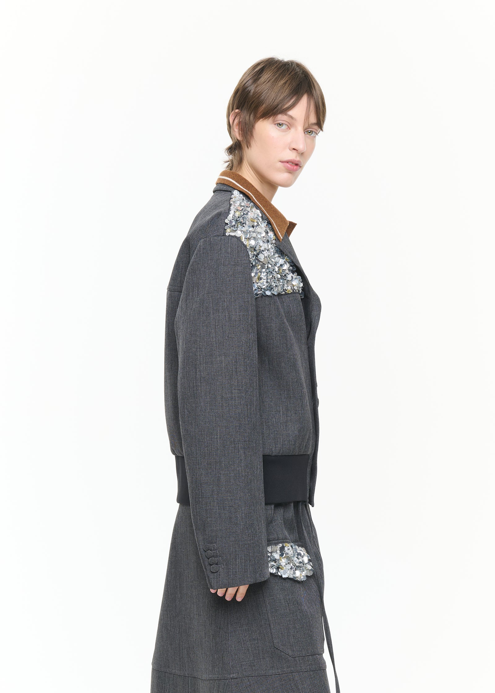 GRISAILLE JACKET WITH EMBROIDERY