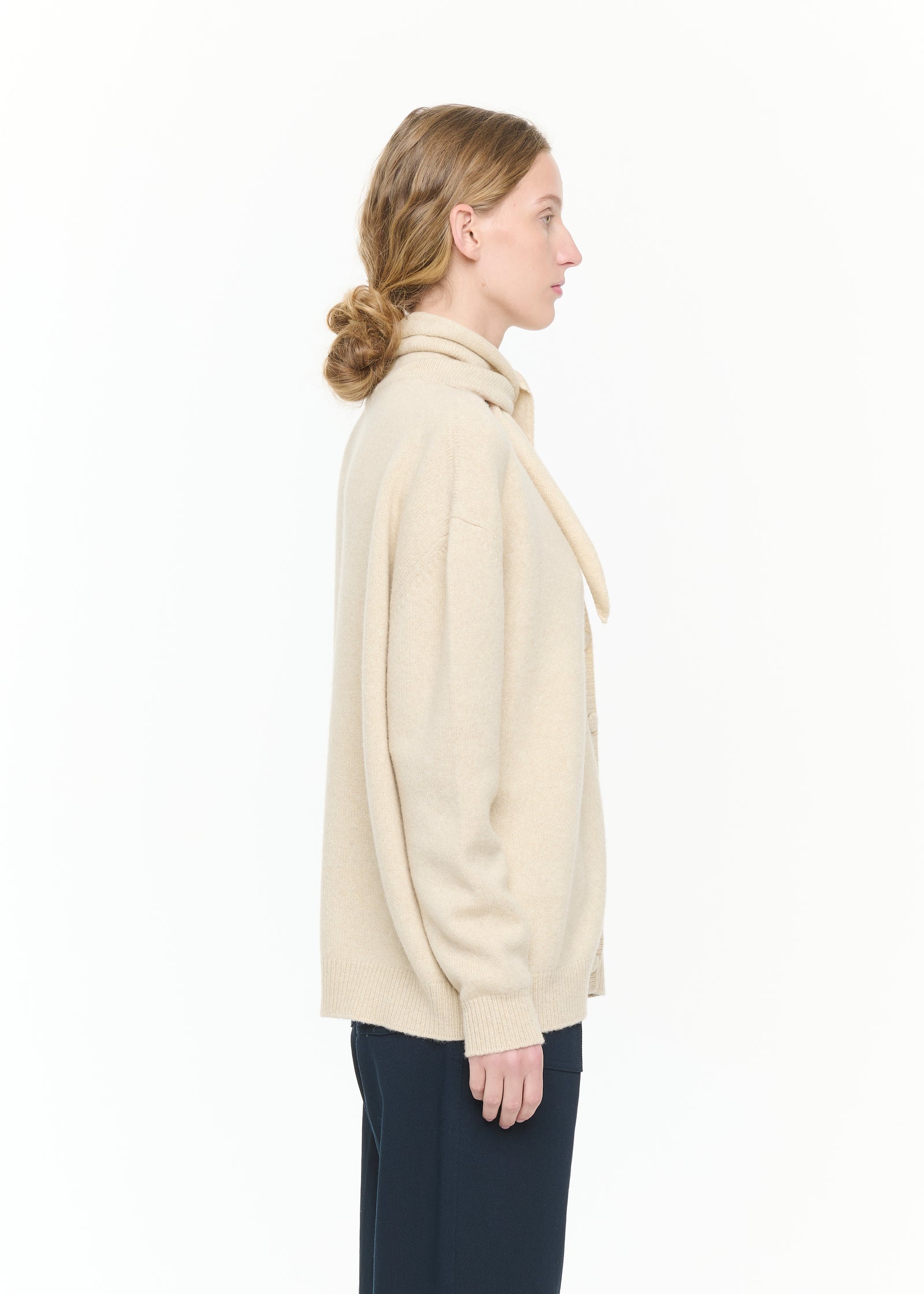 BABY CAMEL CRÈME CARDIGAN WITH SHAWL