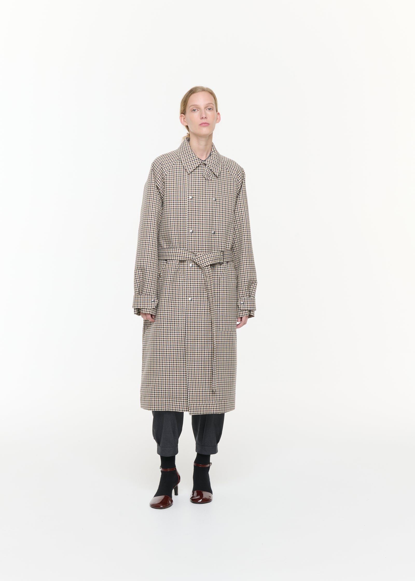 TRENCH SARTORIALE IN LANA CHECK 