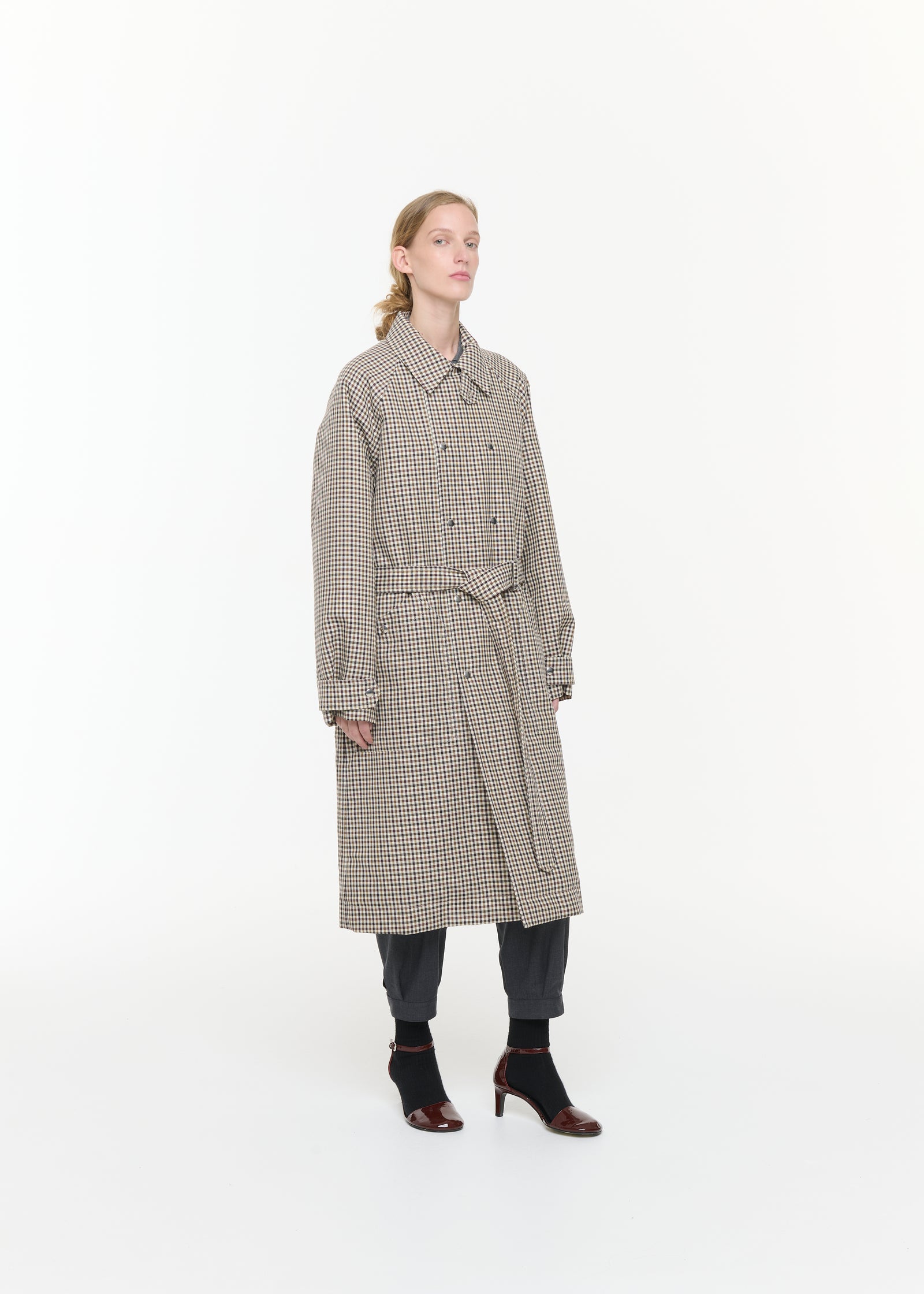 TRENCH SARTORIALE IN LANA CHECK 