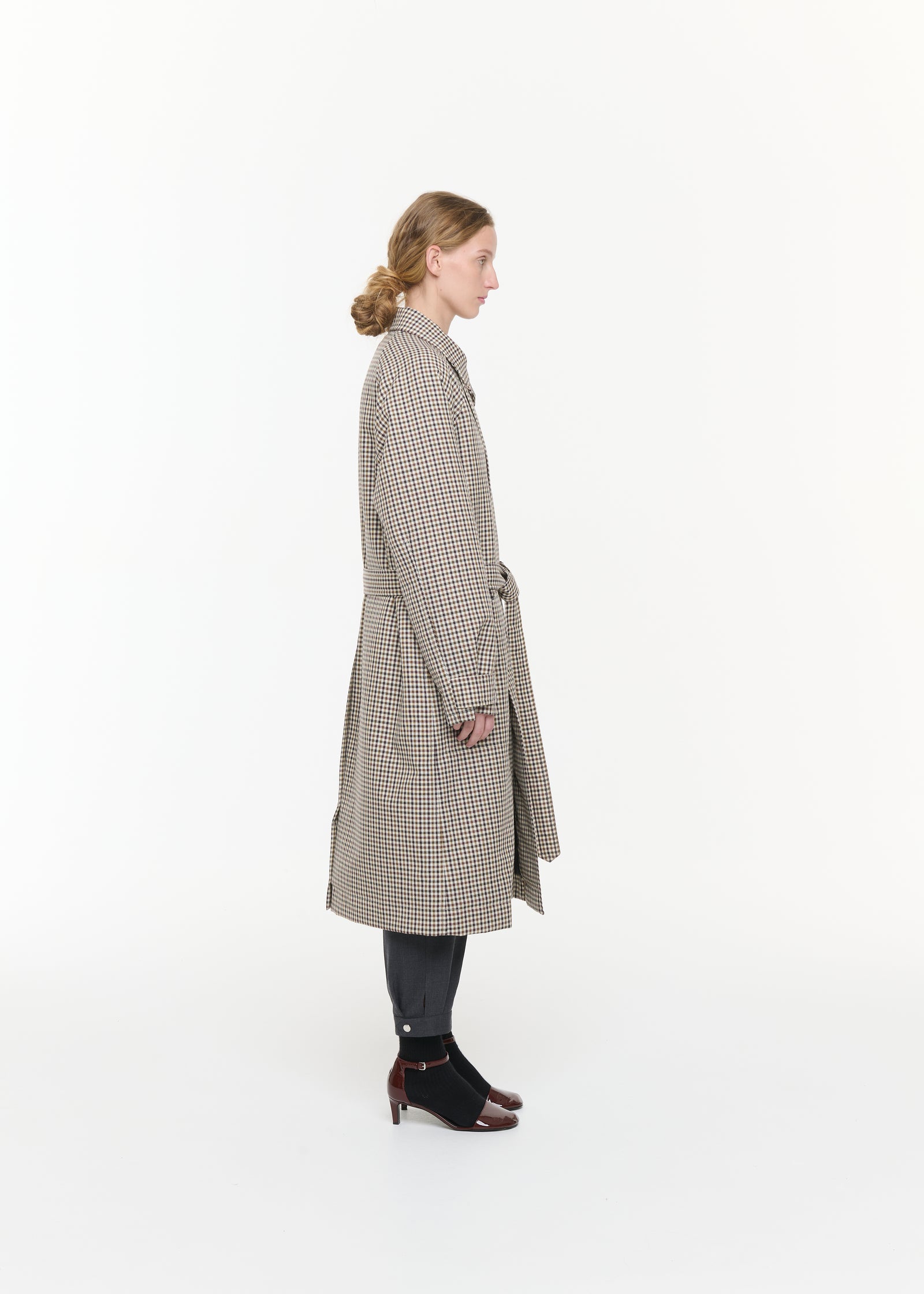 TRENCH SARTORIALE IN LANA CHECK 