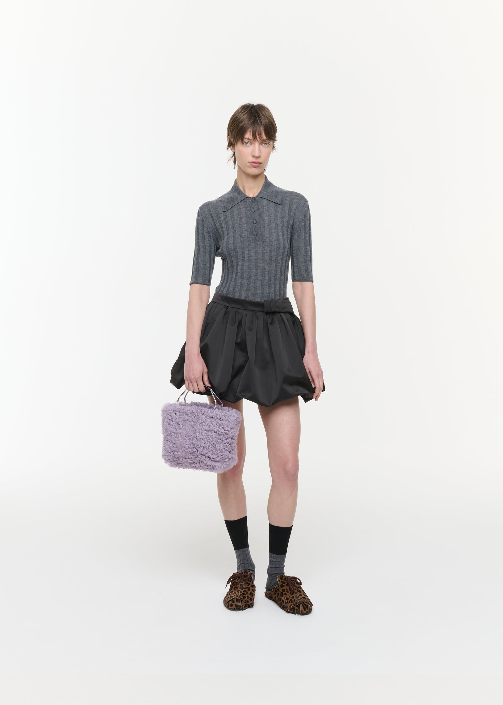 LILAC SHEARLING MINI SHOPPING BAG