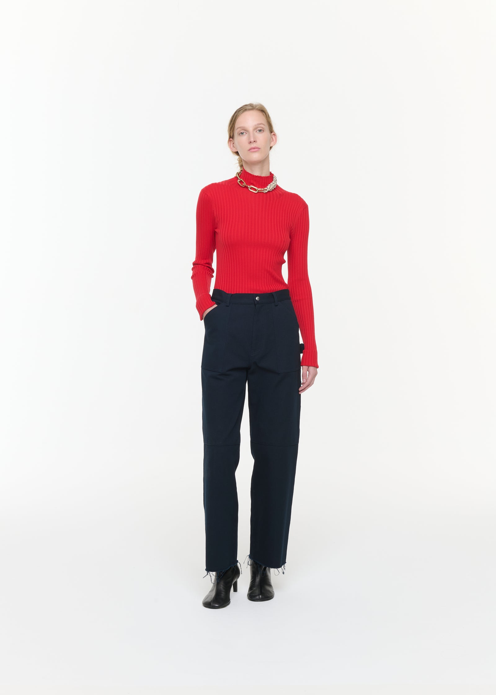 PANTALONI DA LAVORO IN COTONE BLU NAVY
