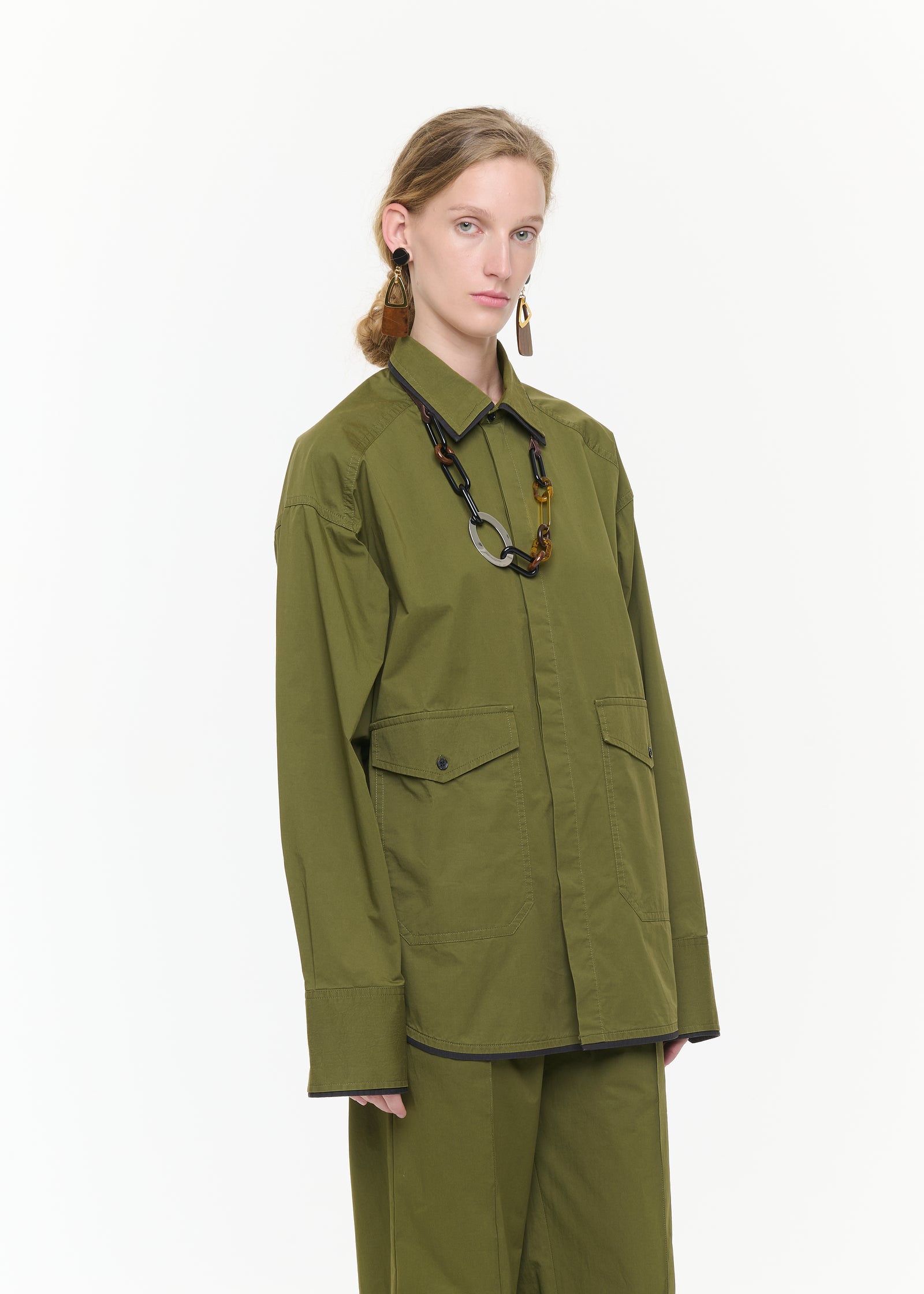 CONTRAST TRIM UTILITY SHIRT