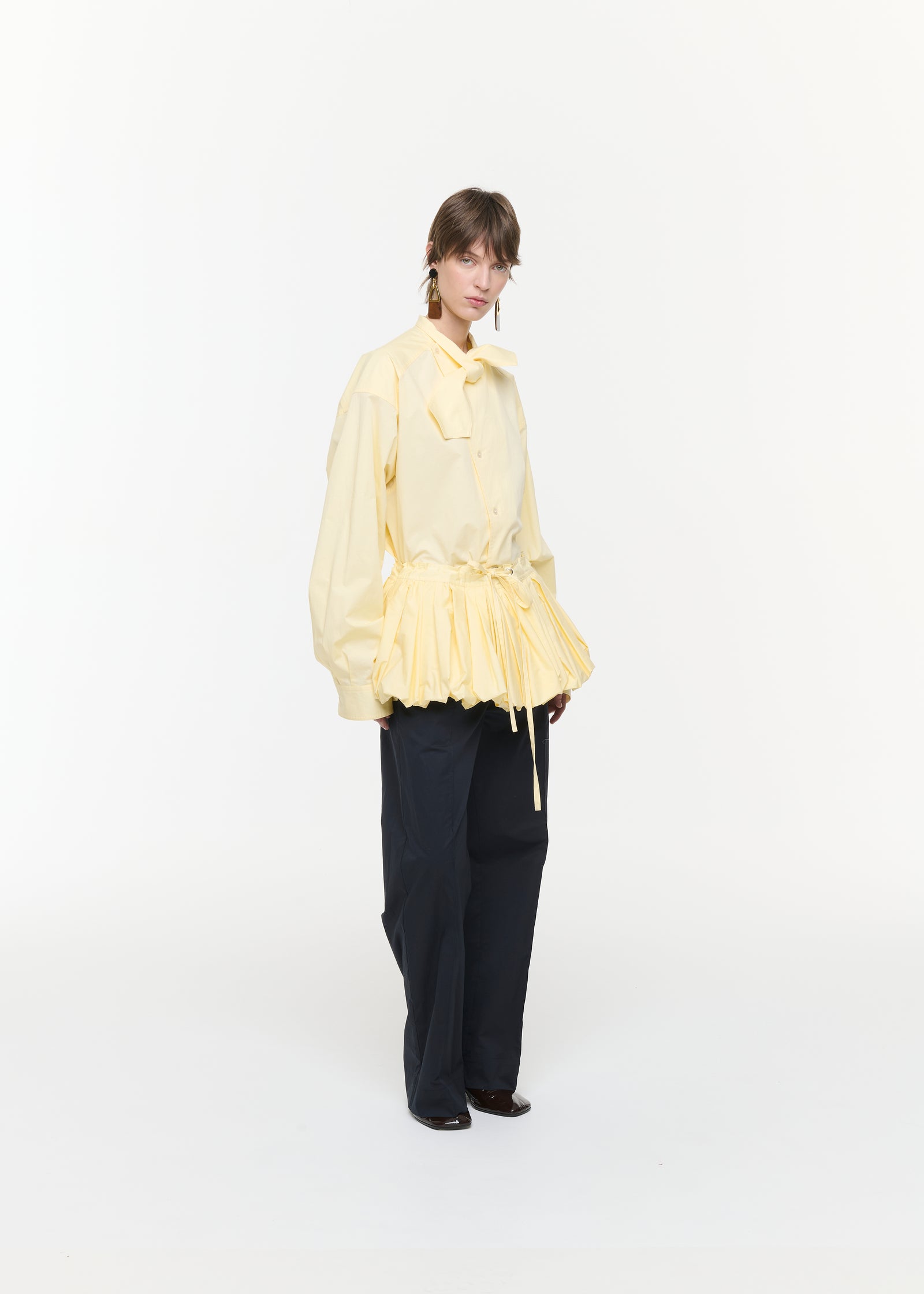 EGGNOG POPELINE COCOON PEPLUM