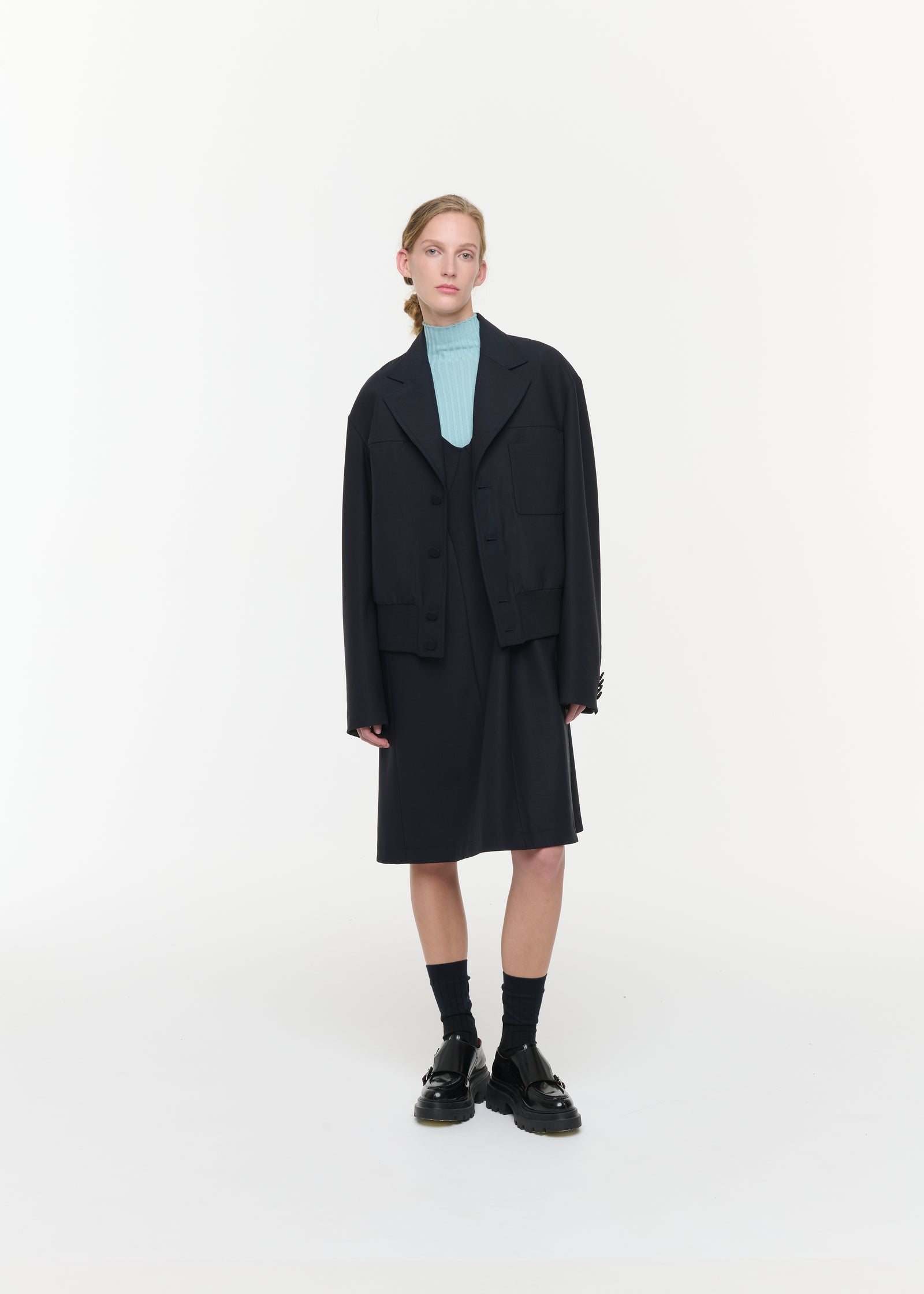 GABARDINE JACKET WITH RIBBED HEM