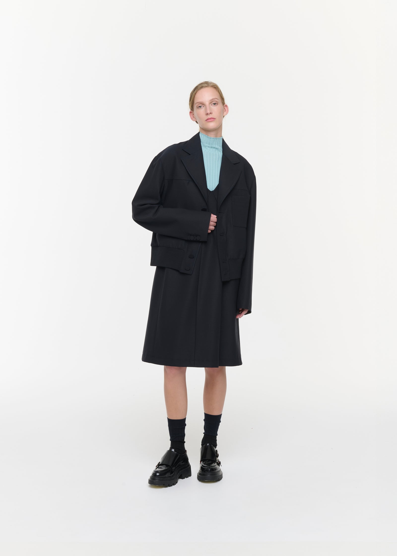GABARDINE JACKET WITH RIBBED HEM