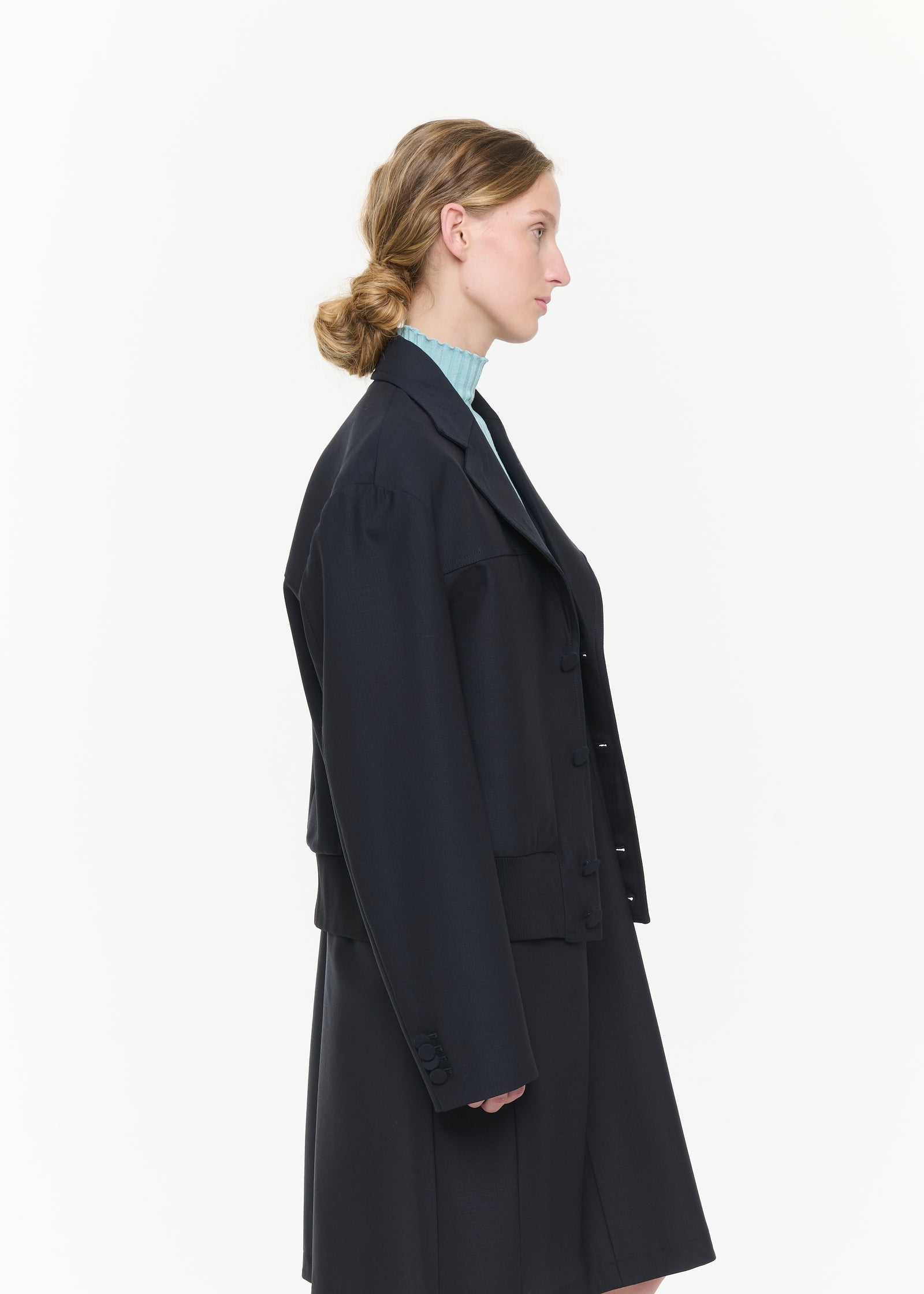 GABARDINE JACKET WITH RIBBED HEM