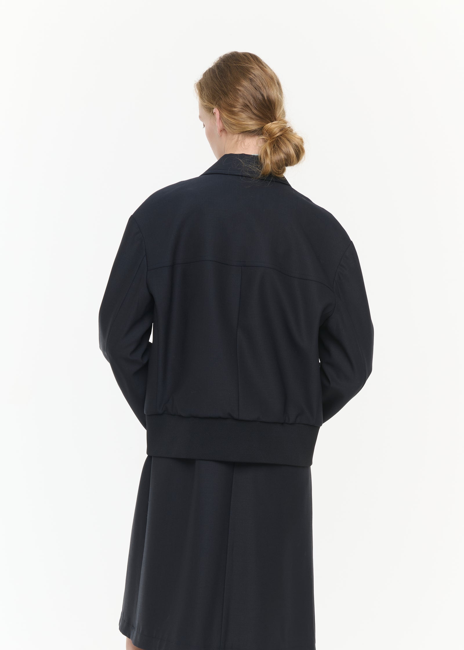 GABARDINE JACKET WITH RIBBED HEM