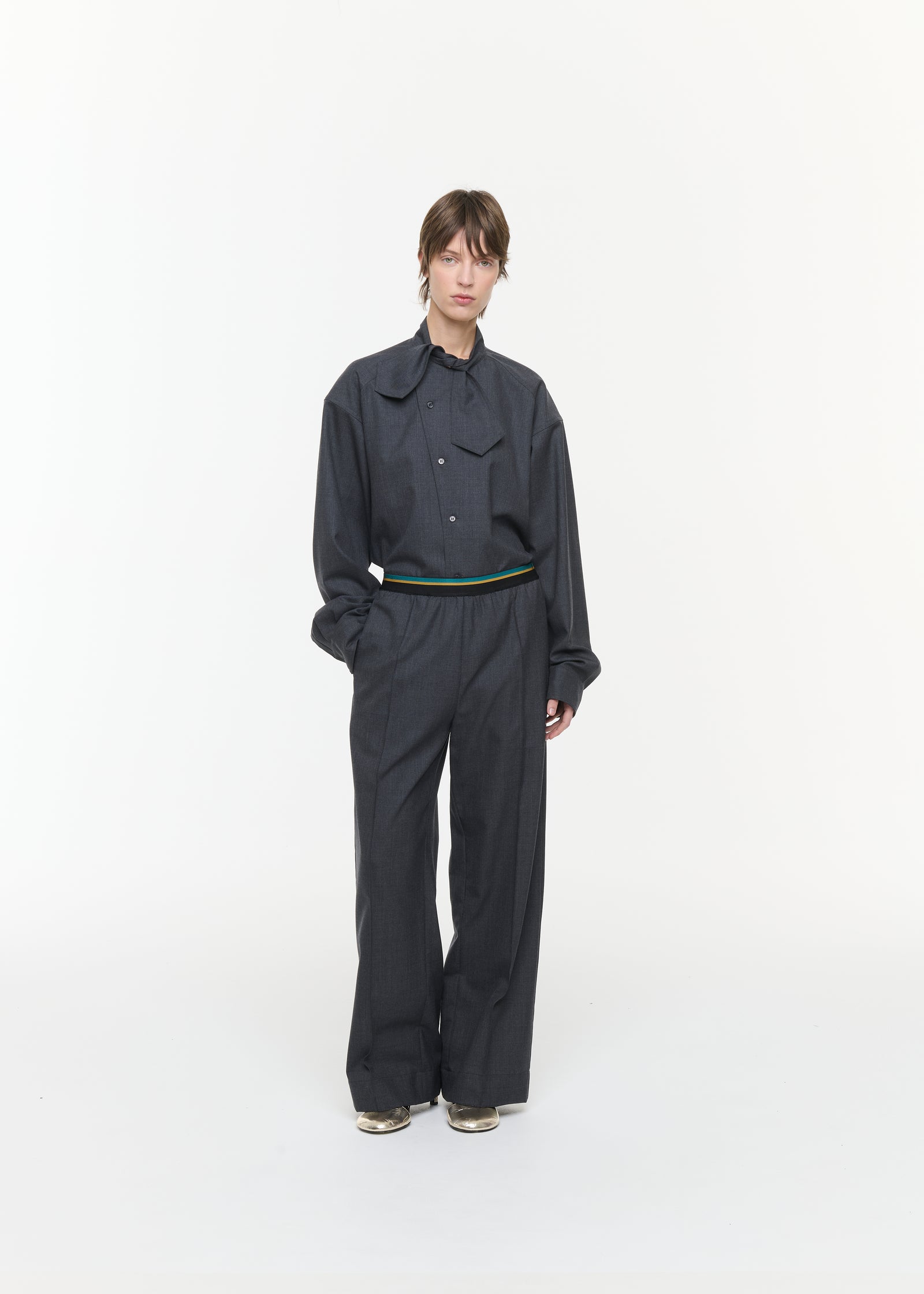 PANTALONI IN TWILL DI LANA MÉLANGE