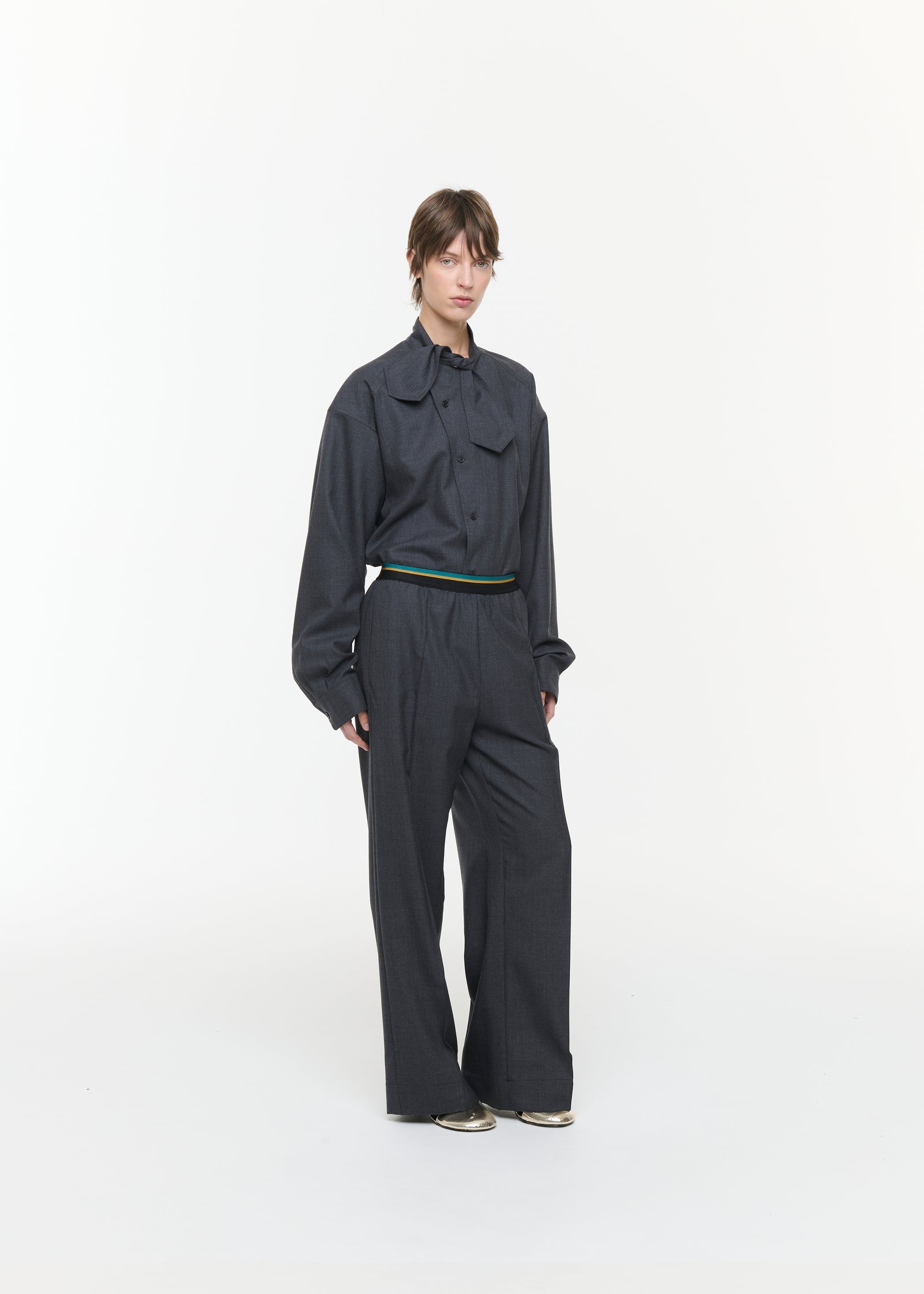 PANTALONI IN TWILL DI LANA MÉLANGE