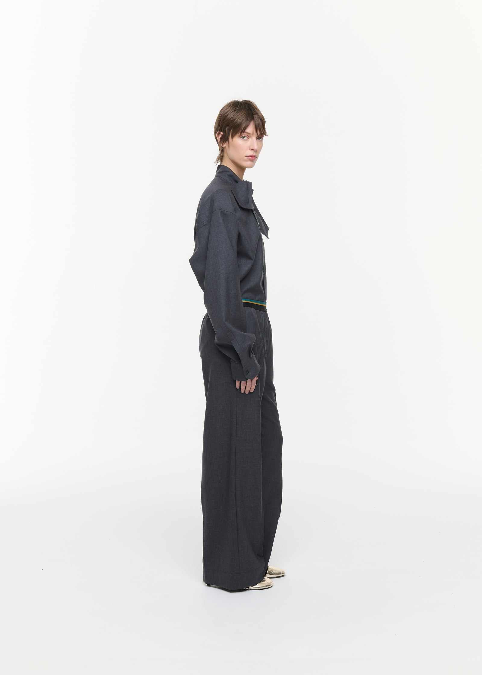 PANTALONI IN TWILL DI LANA MÉLANGE