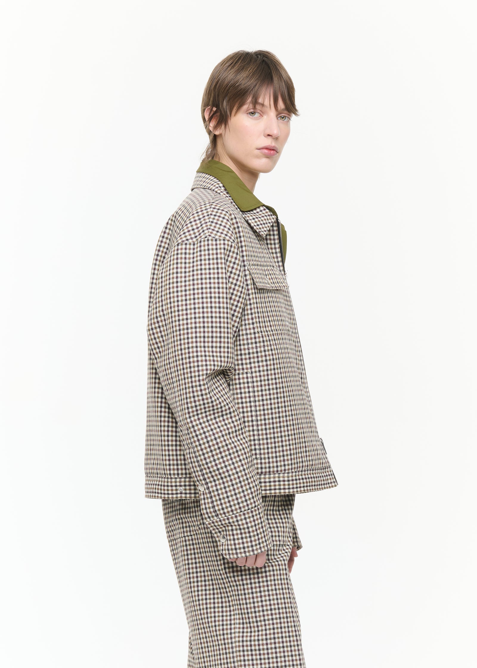 CHECK WOOL BLOUSON JACKET