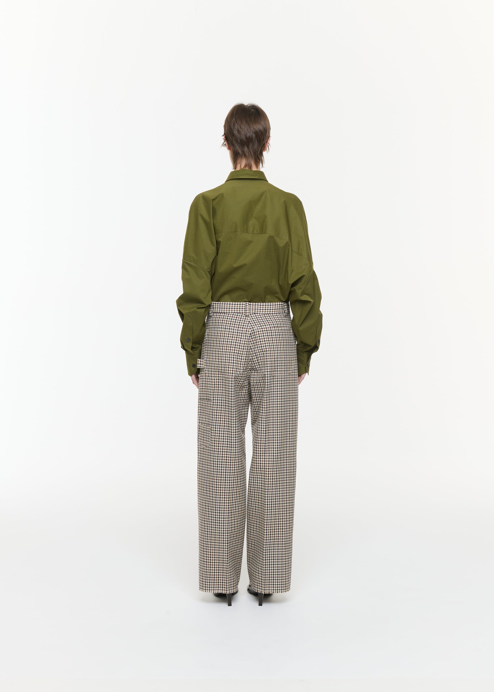 CHECK TAILORING WOOL UTILITY TROUSERS
