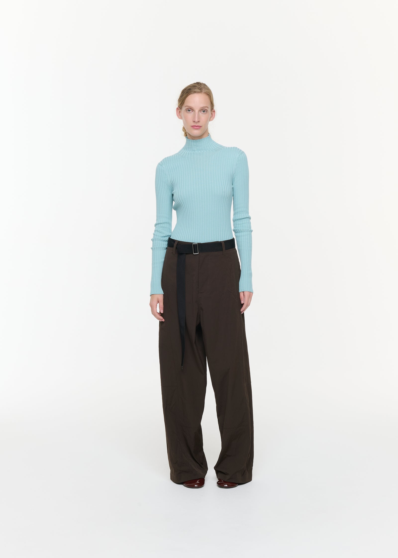 PANTALONI IN TWILL TECNICO MARRONI