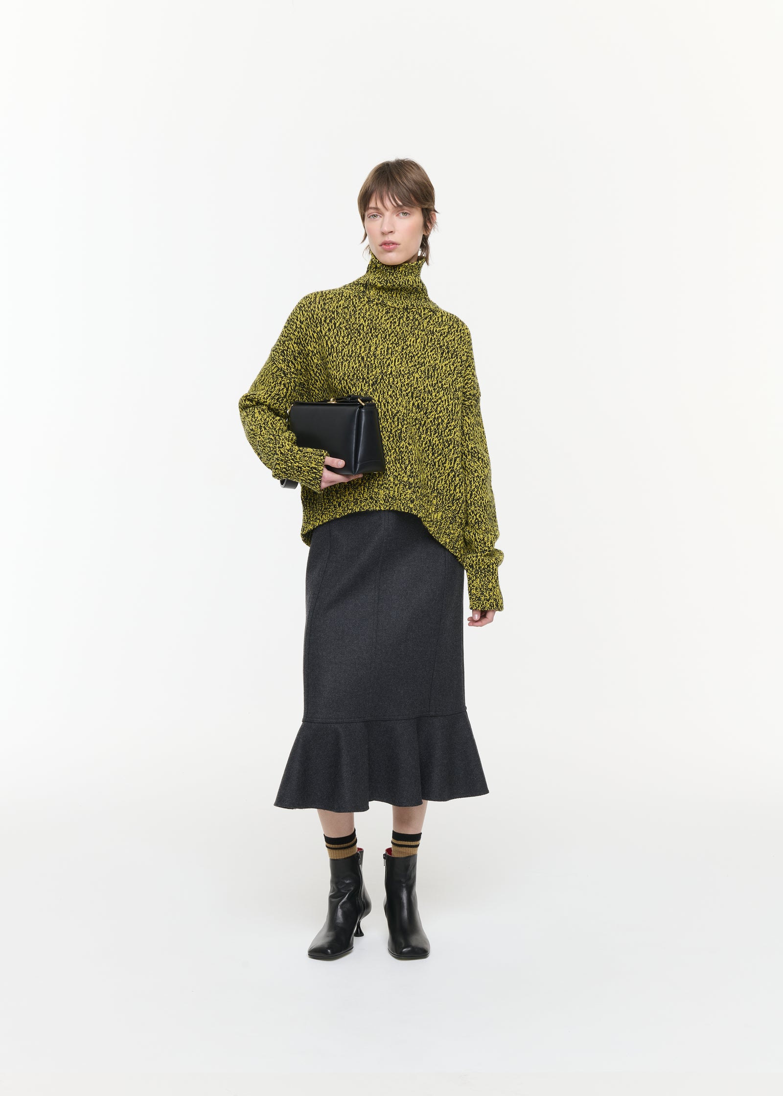 MAGLIONE A COLLO ALTO GIALLO MELANGE