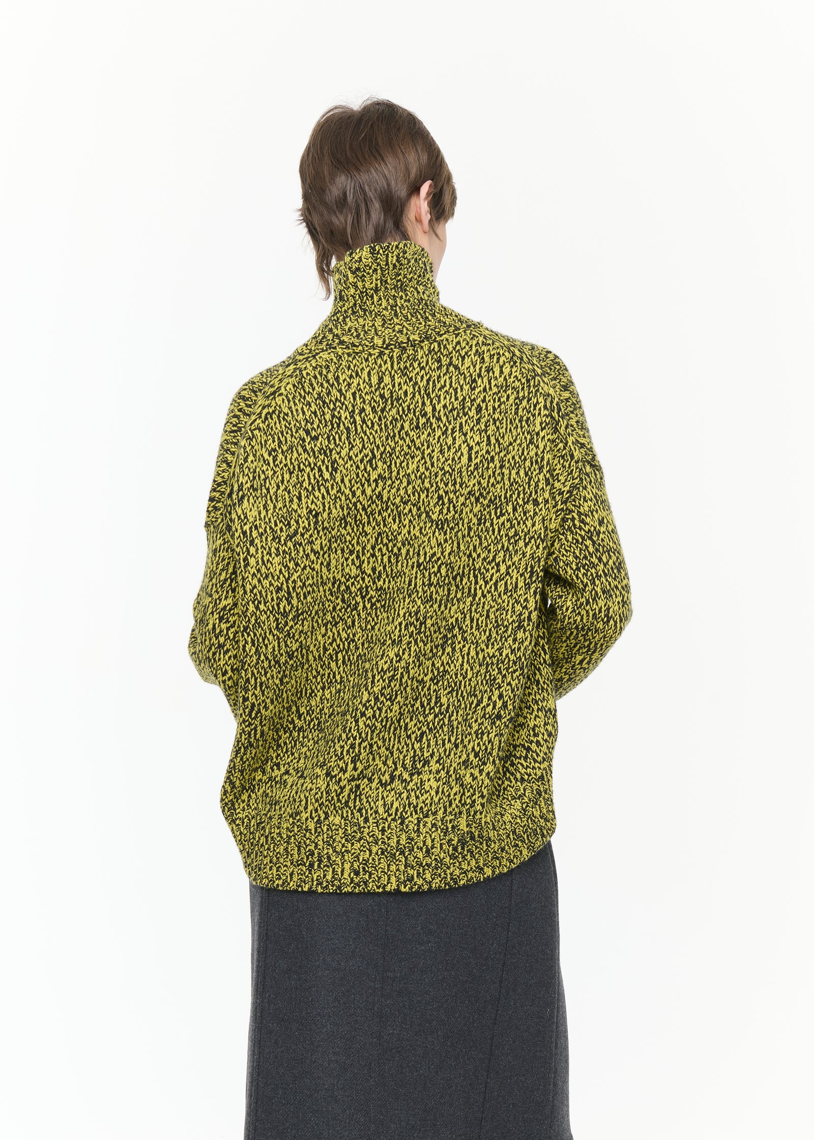 MAGLIONE A COLLO ALTO GIALLO MELANGE