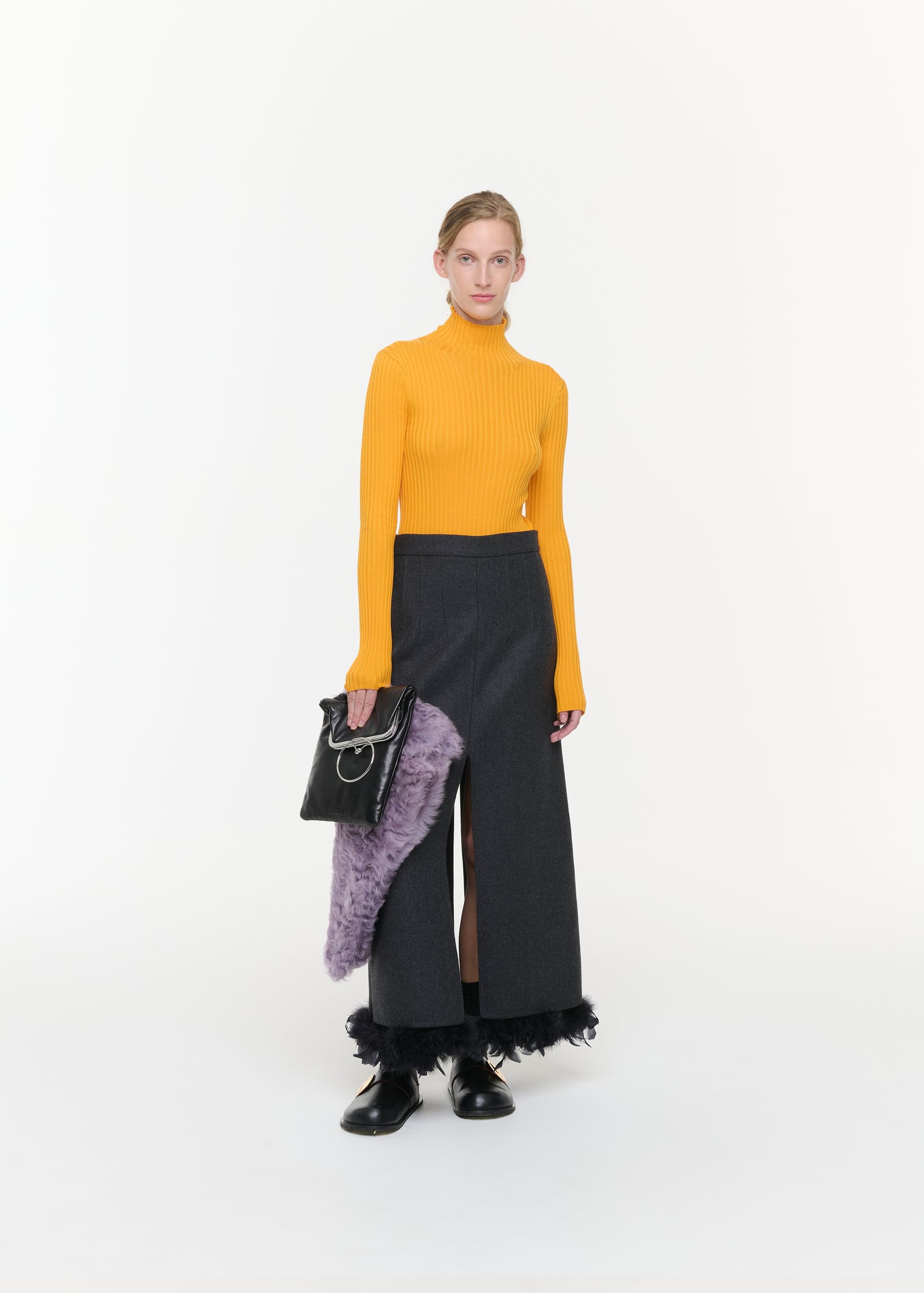 BLACK LEATHER LONG POUCH