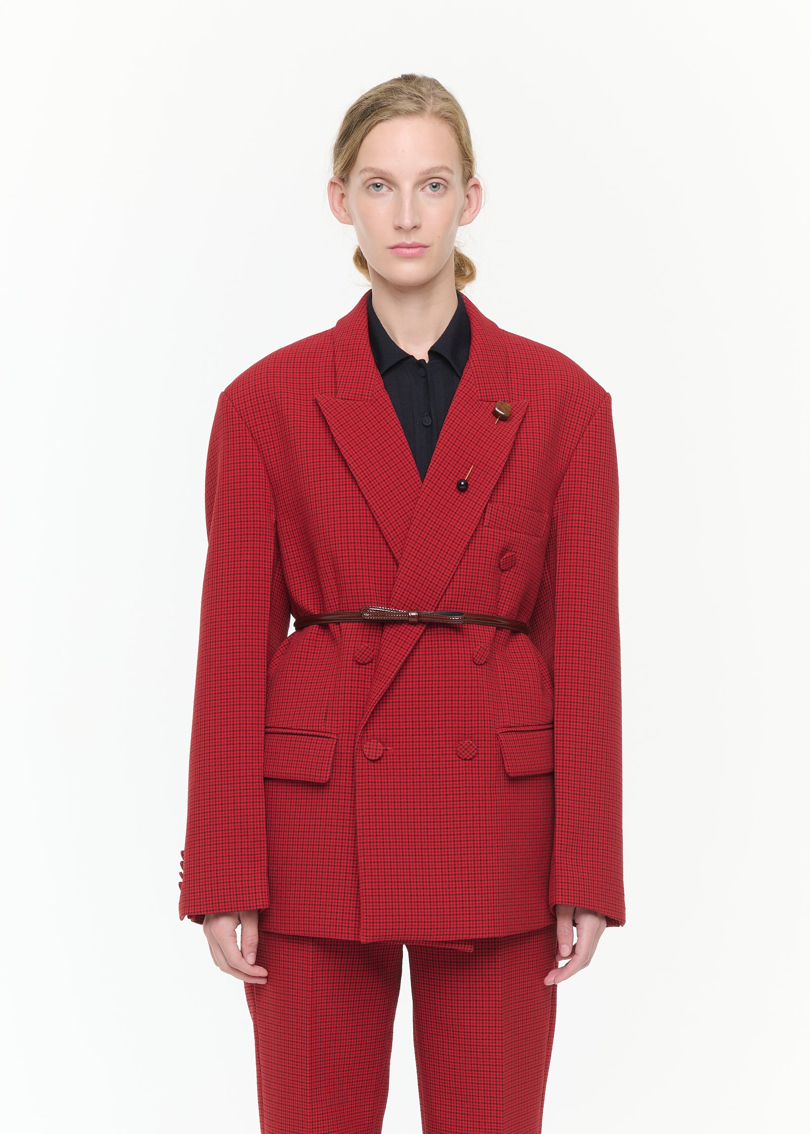 BLAZER DOPPIOPETTO MICROFANTASIA A QUADRI