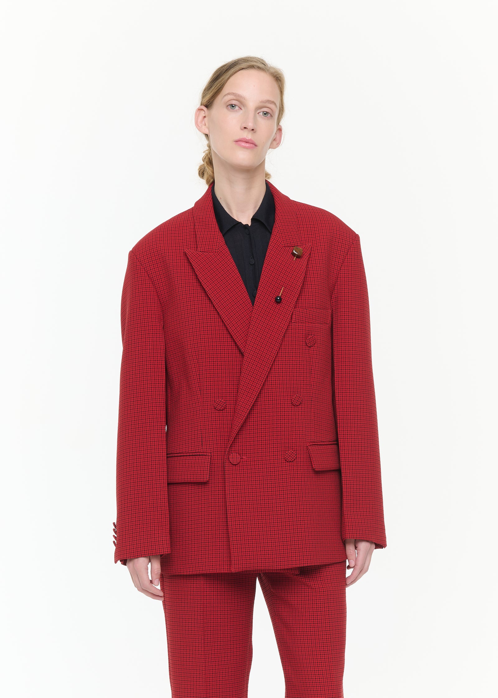 BLAZER DOPPIOPETTO MICROFANTASIA A QUADRI
