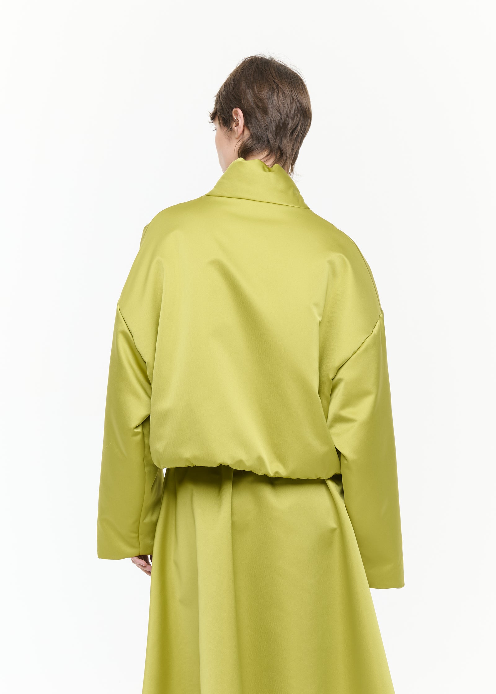 BOMBER CORTA IN DUCHESSE LIMONE