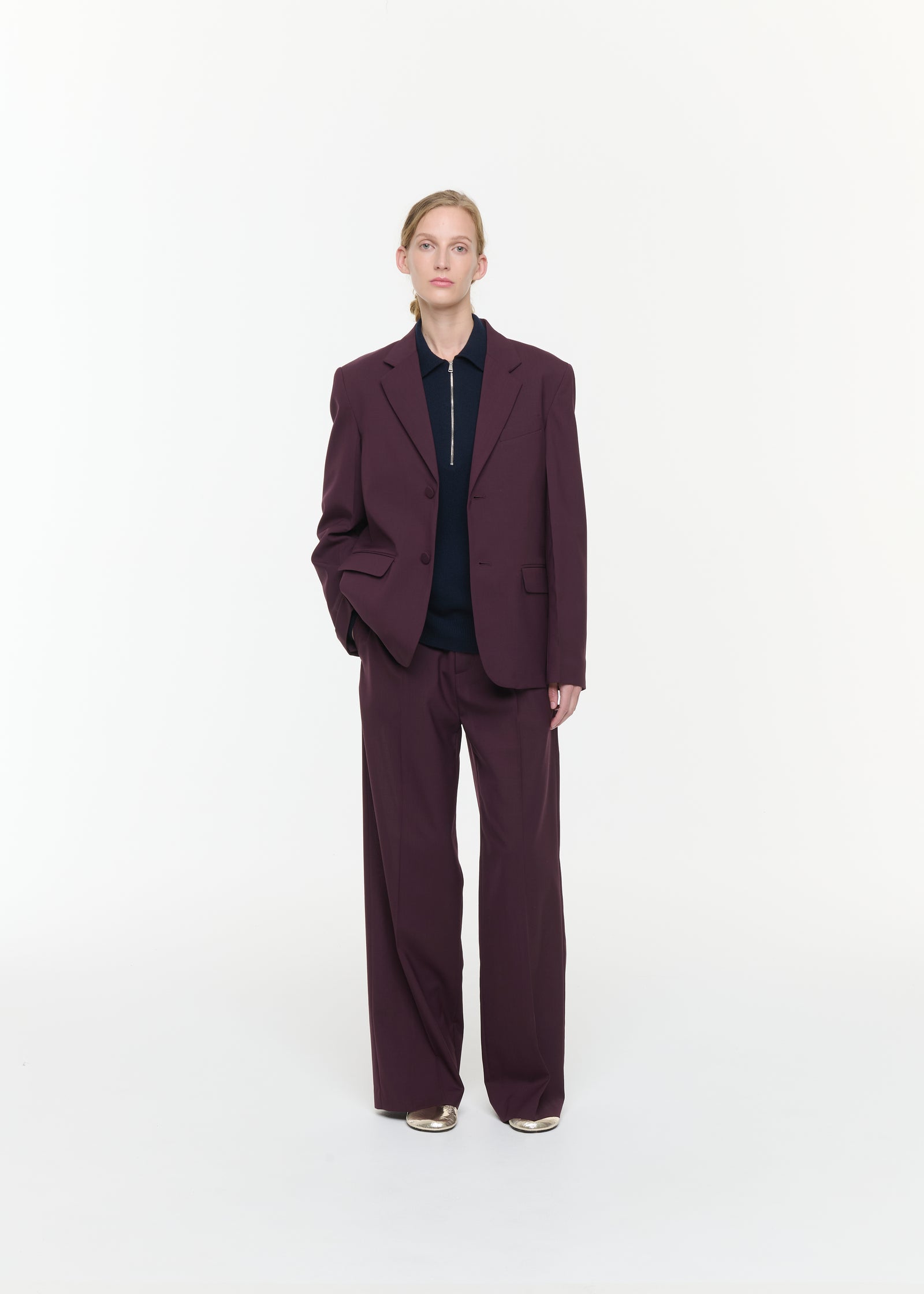 DARK BURGUNDY WOOL BLAZER