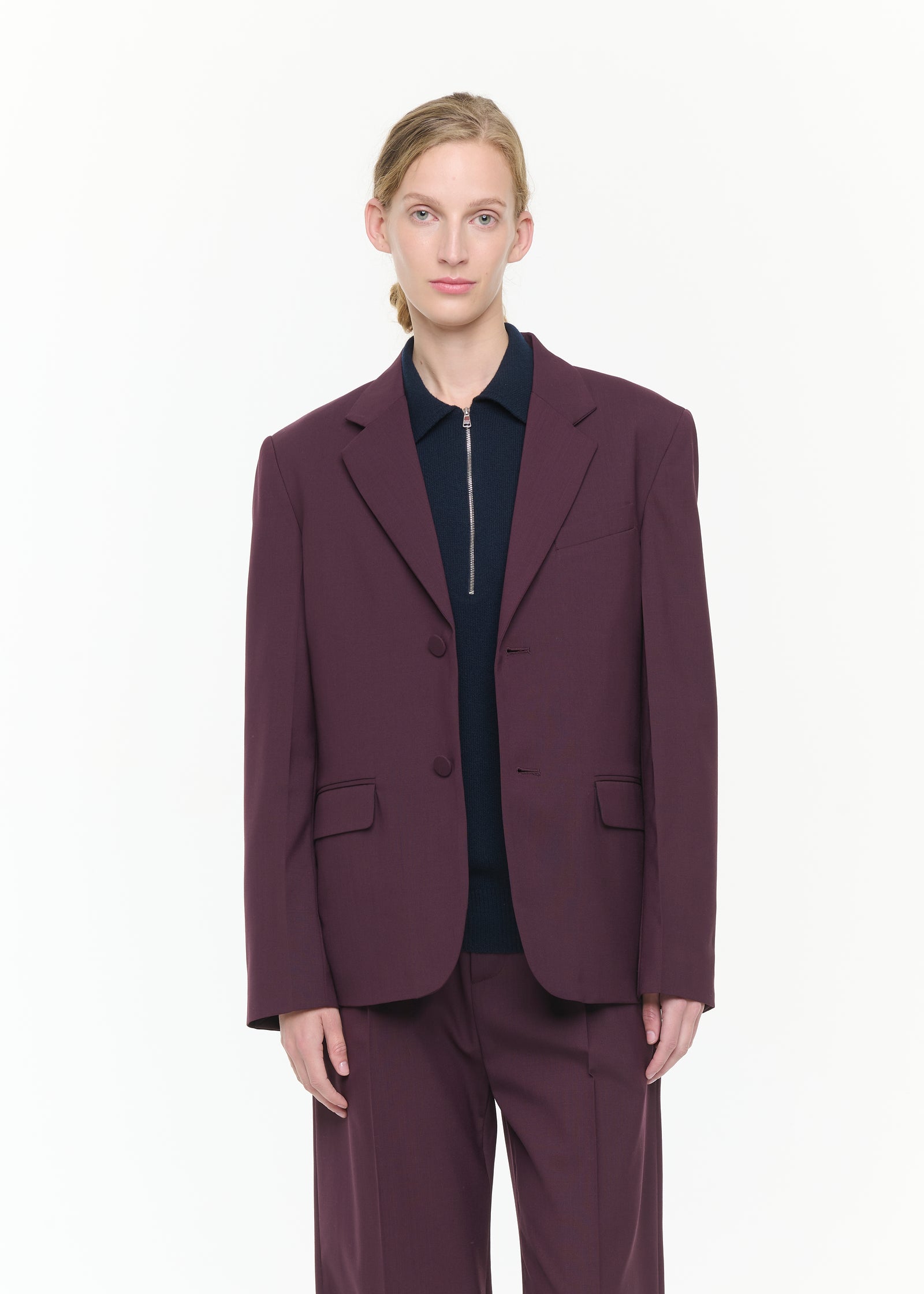 DARK BURGUNDY WOOL BLAZER